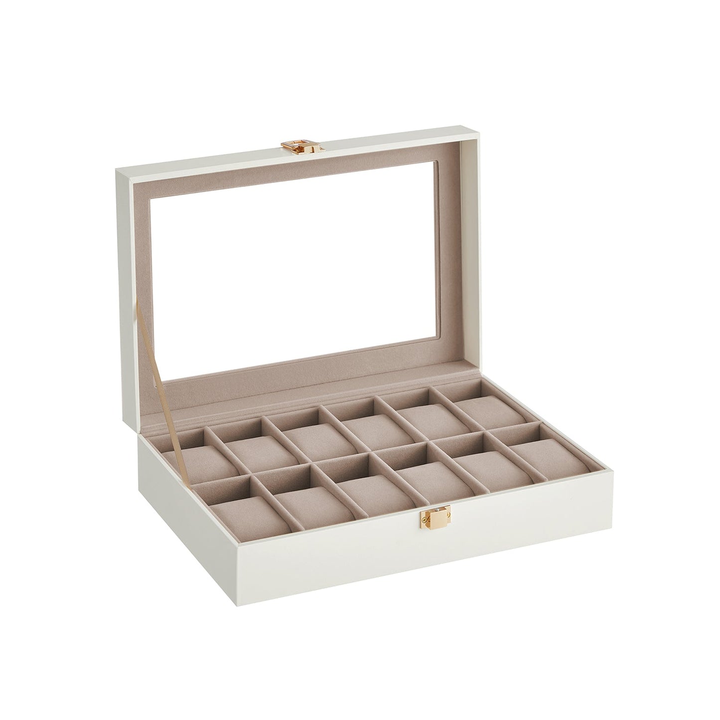 12-Slot Watch Case with Large Glass Lid