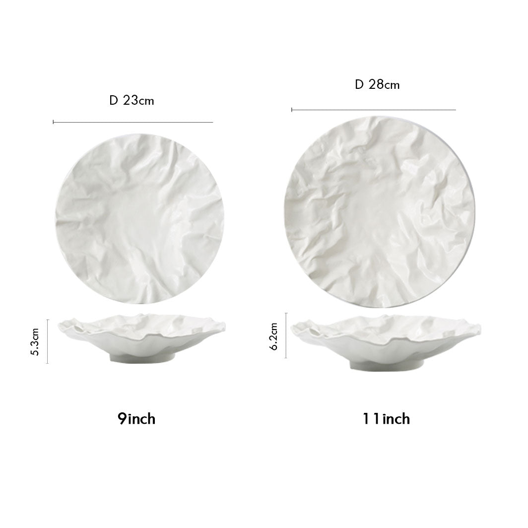 Japanese-Inspired Ripple Deep Ceramic Dish