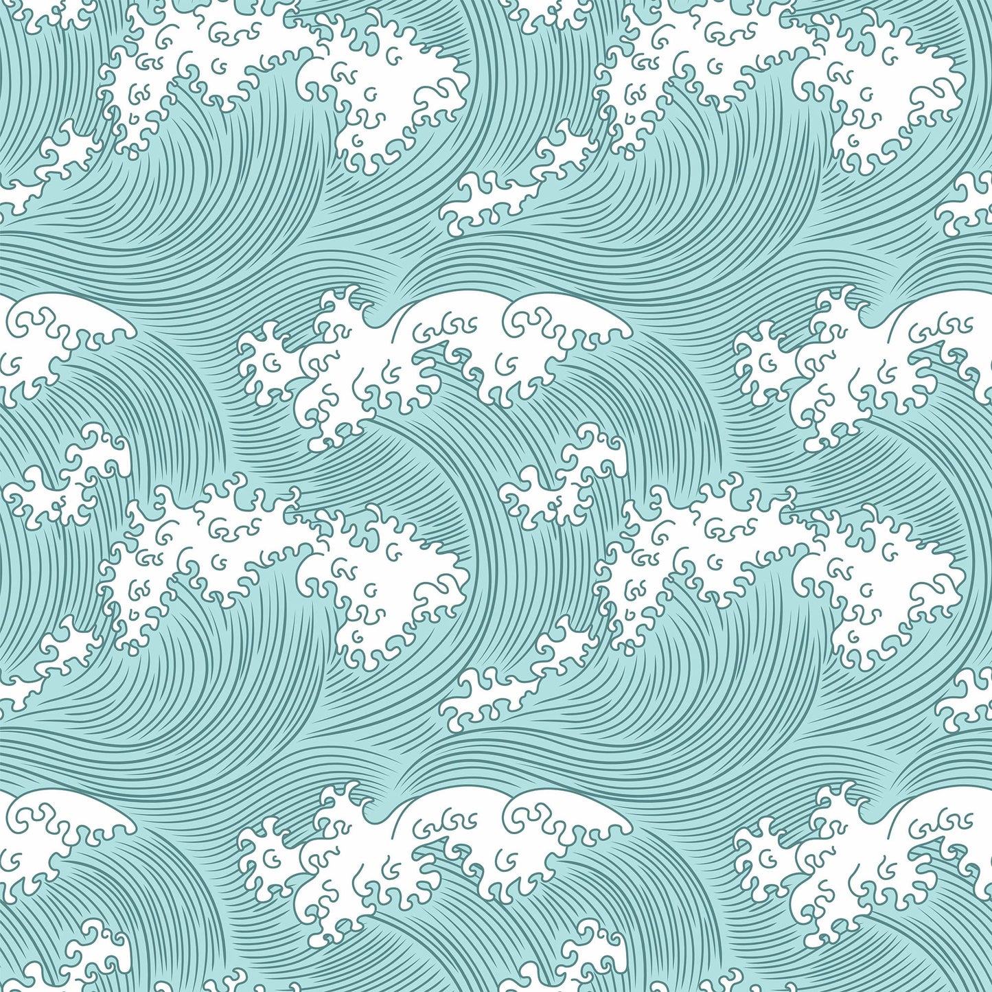 Coastal Japanese Wave Peel and Stick & Traditional Wallpaper