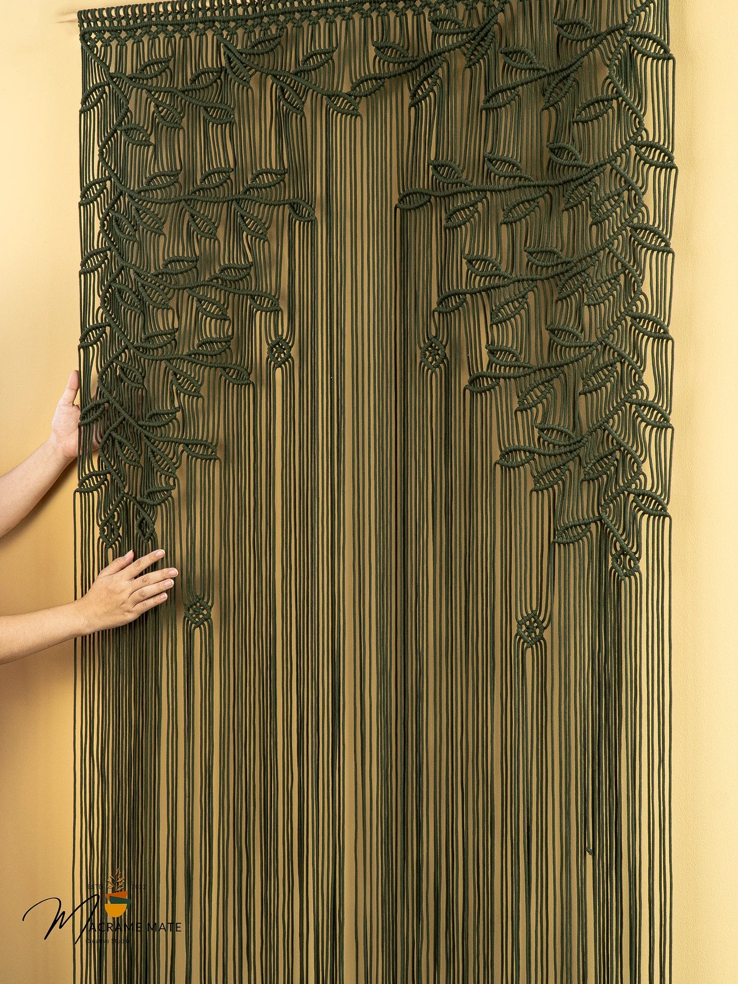 Juno Dark Green Macrame Leaf Door Curtain