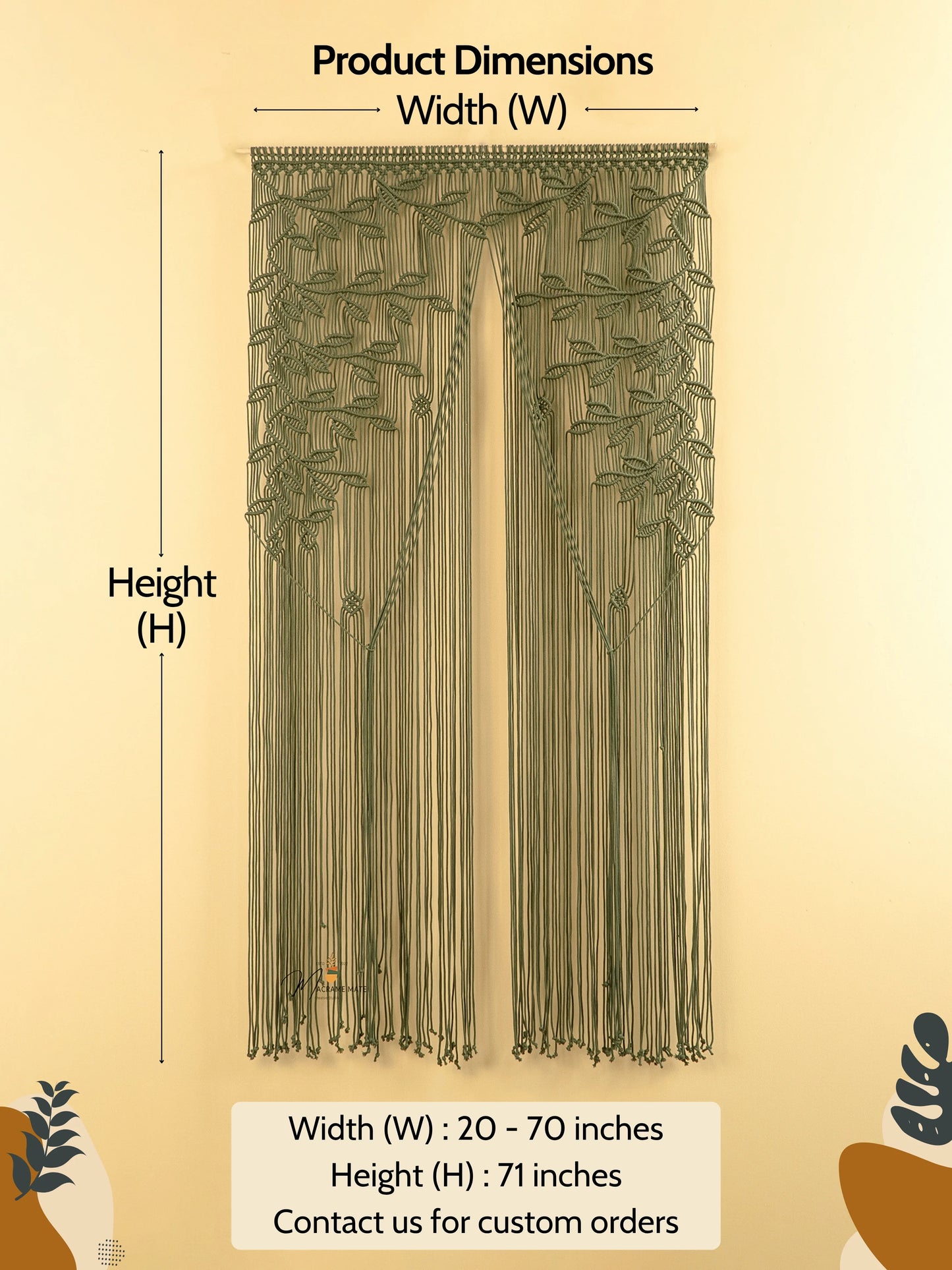 Juno Olive Green Macrame Leaf Door Curtain