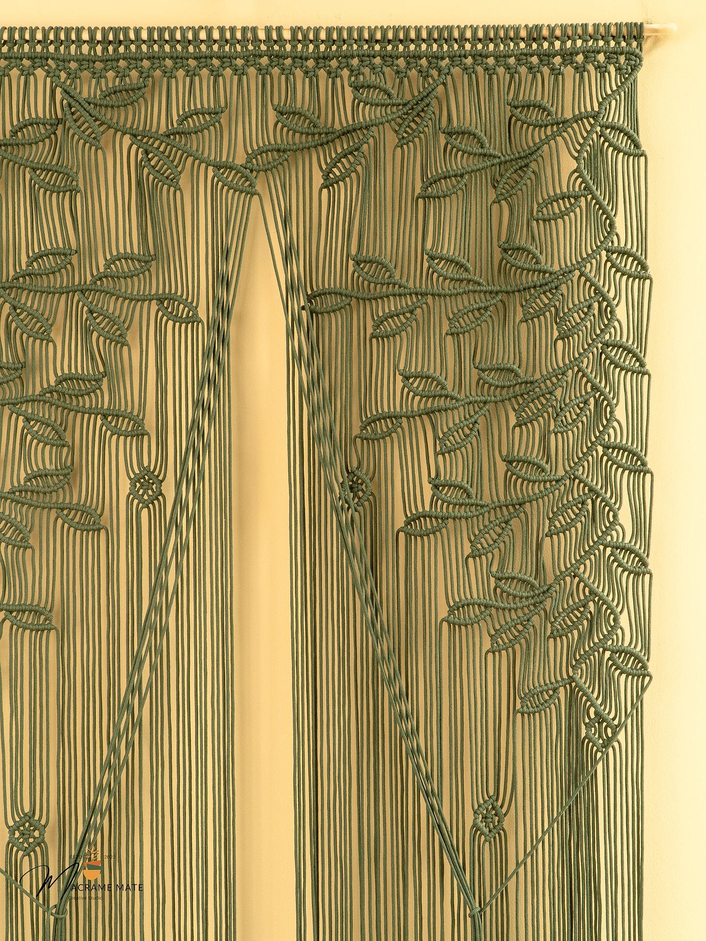 Juno Olive Green Macrame Leaf Door Curtain