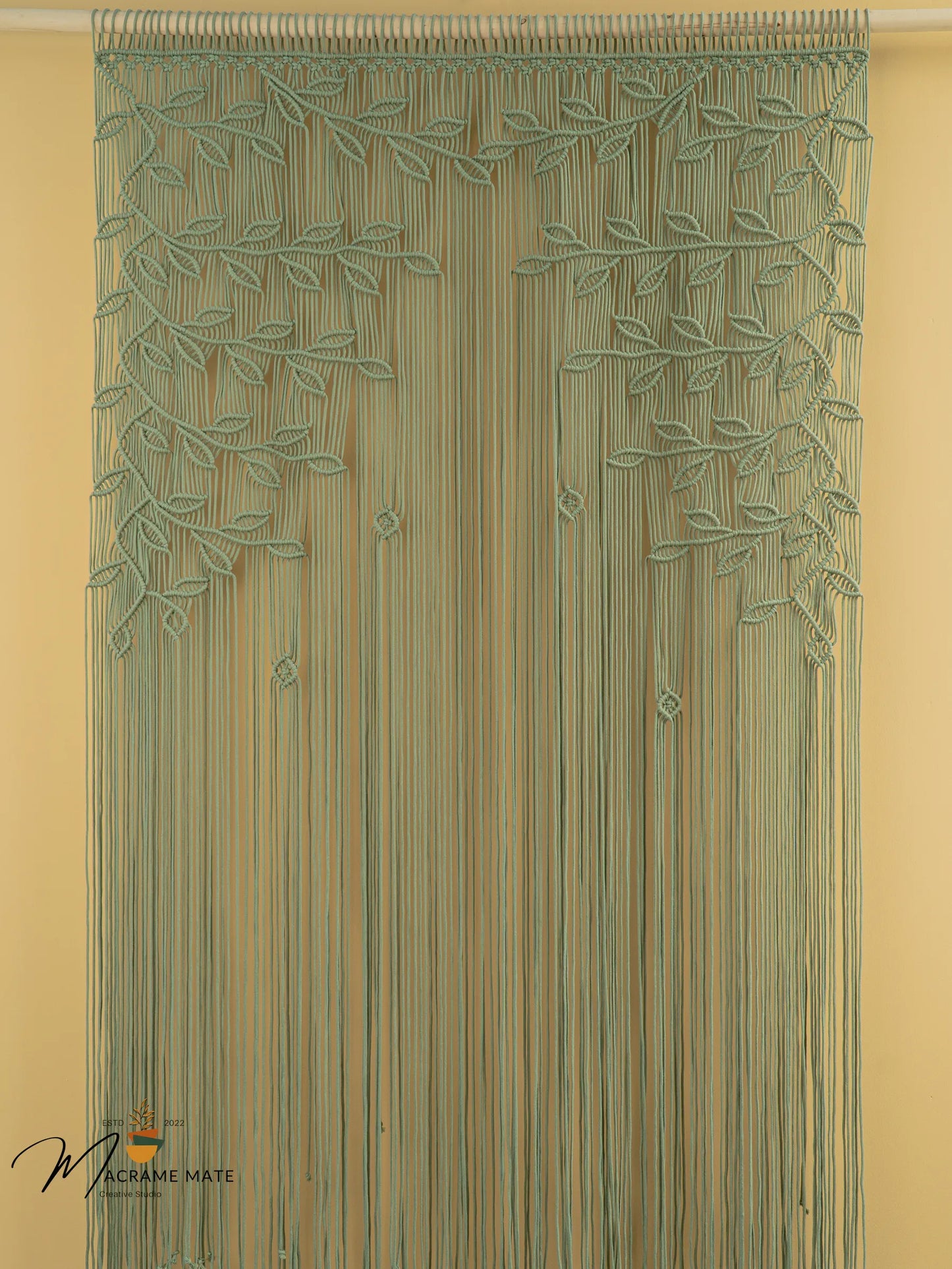 Juno Sage Green Macrame Leaf Door Curtain