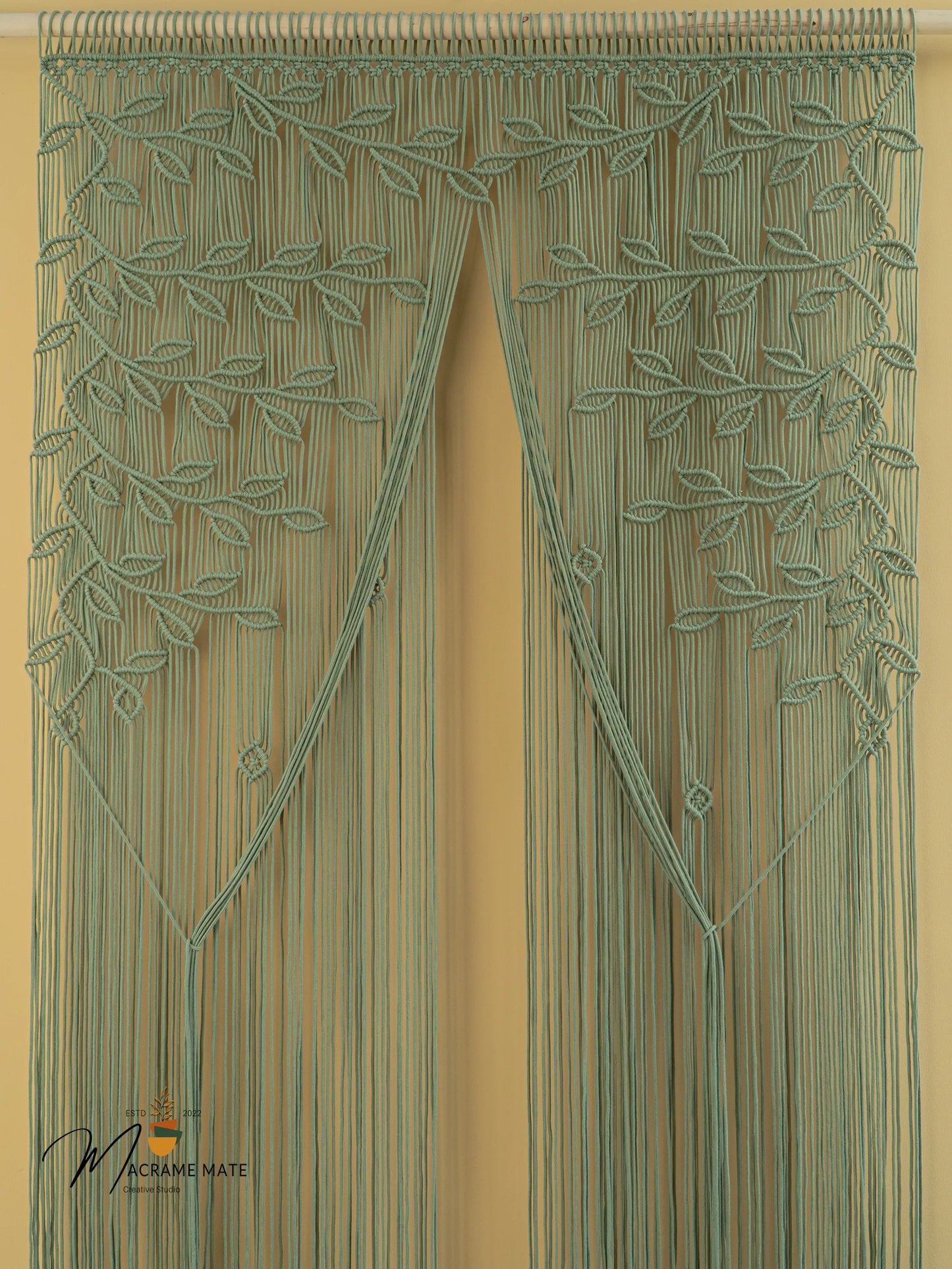 Juno Sage Green Macrame Leaf Door Curtain