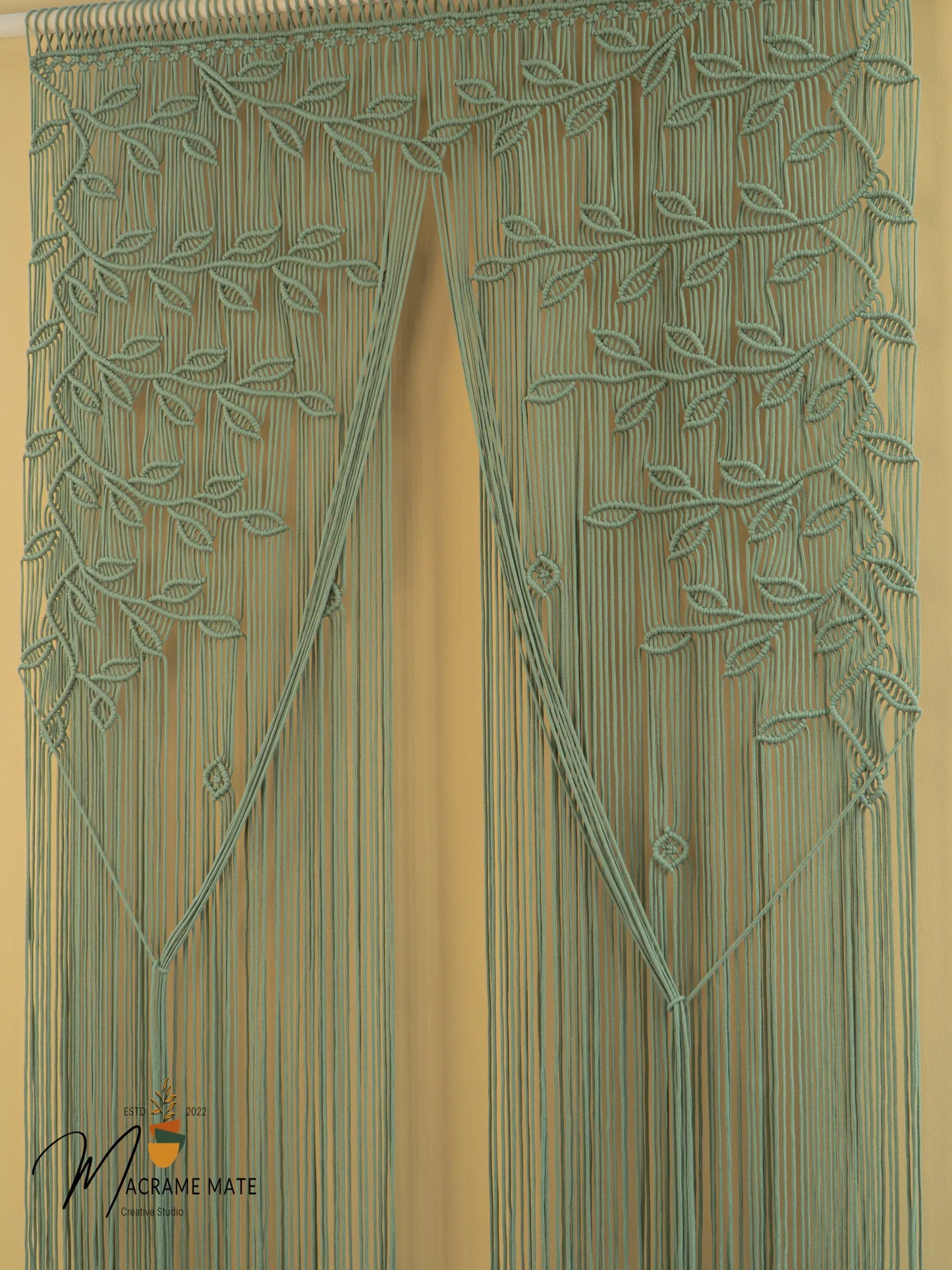 Juno Sage Green Macrame Leaf Door Curtain