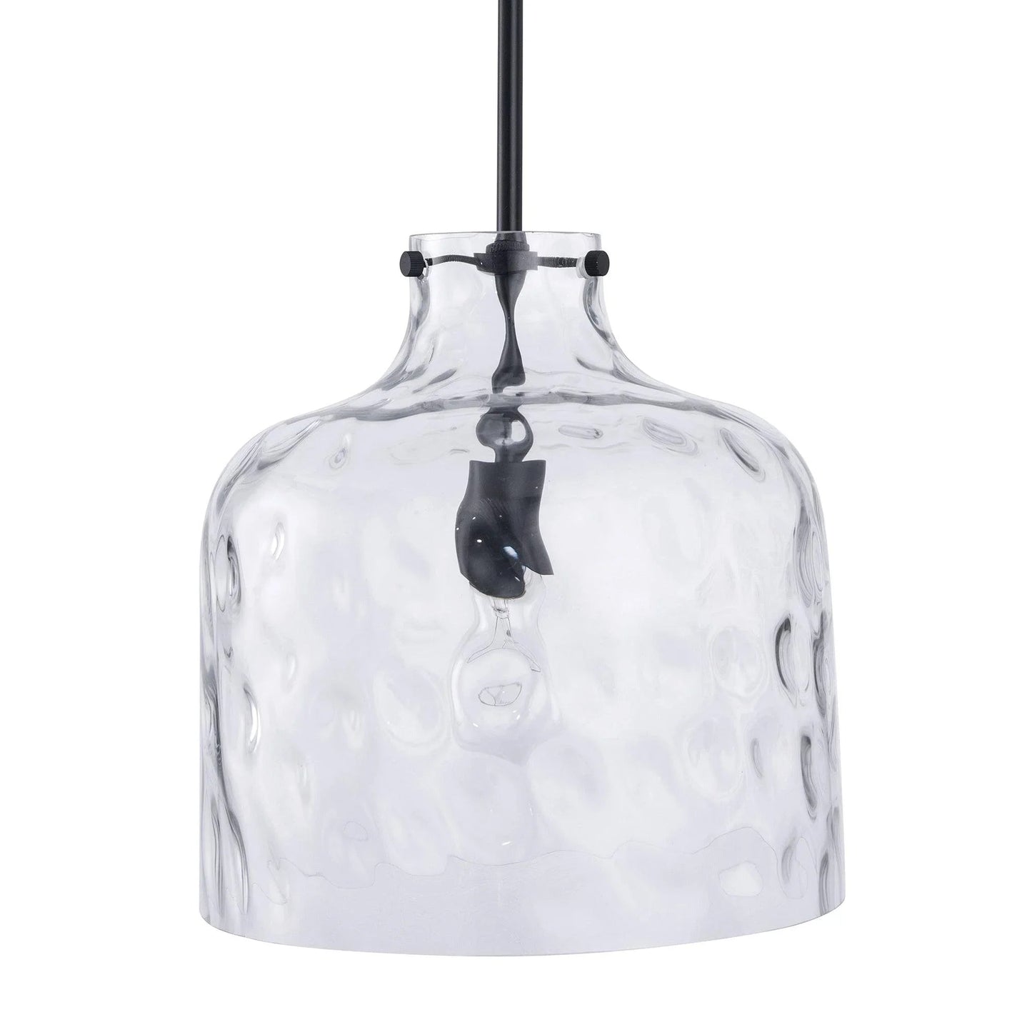 Kara Farmhouse 1-Light Textured Glass Nickel Island Pendant Light