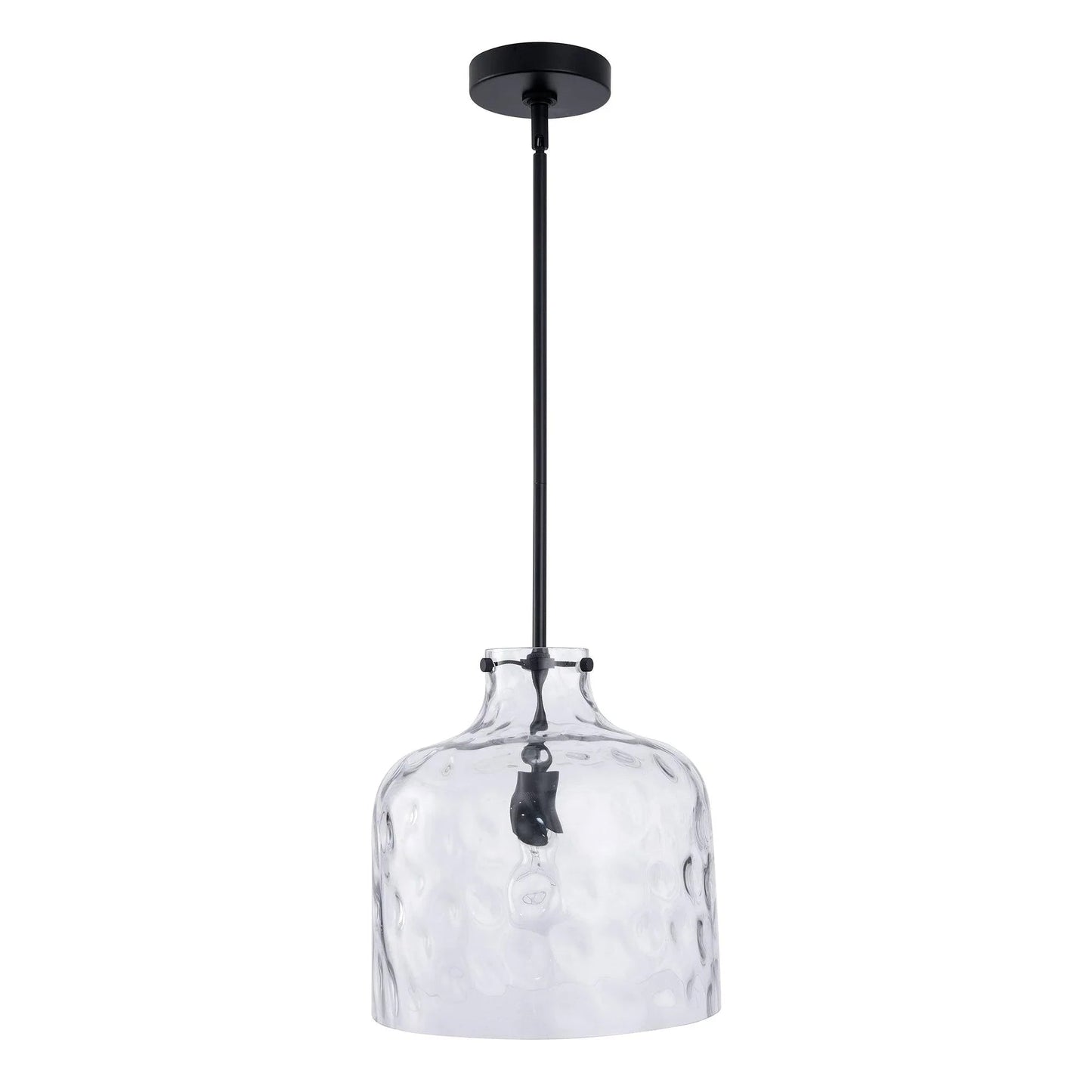 Kara Farmhouse 1-Light Textured Glass Nickel Island Pendant Light