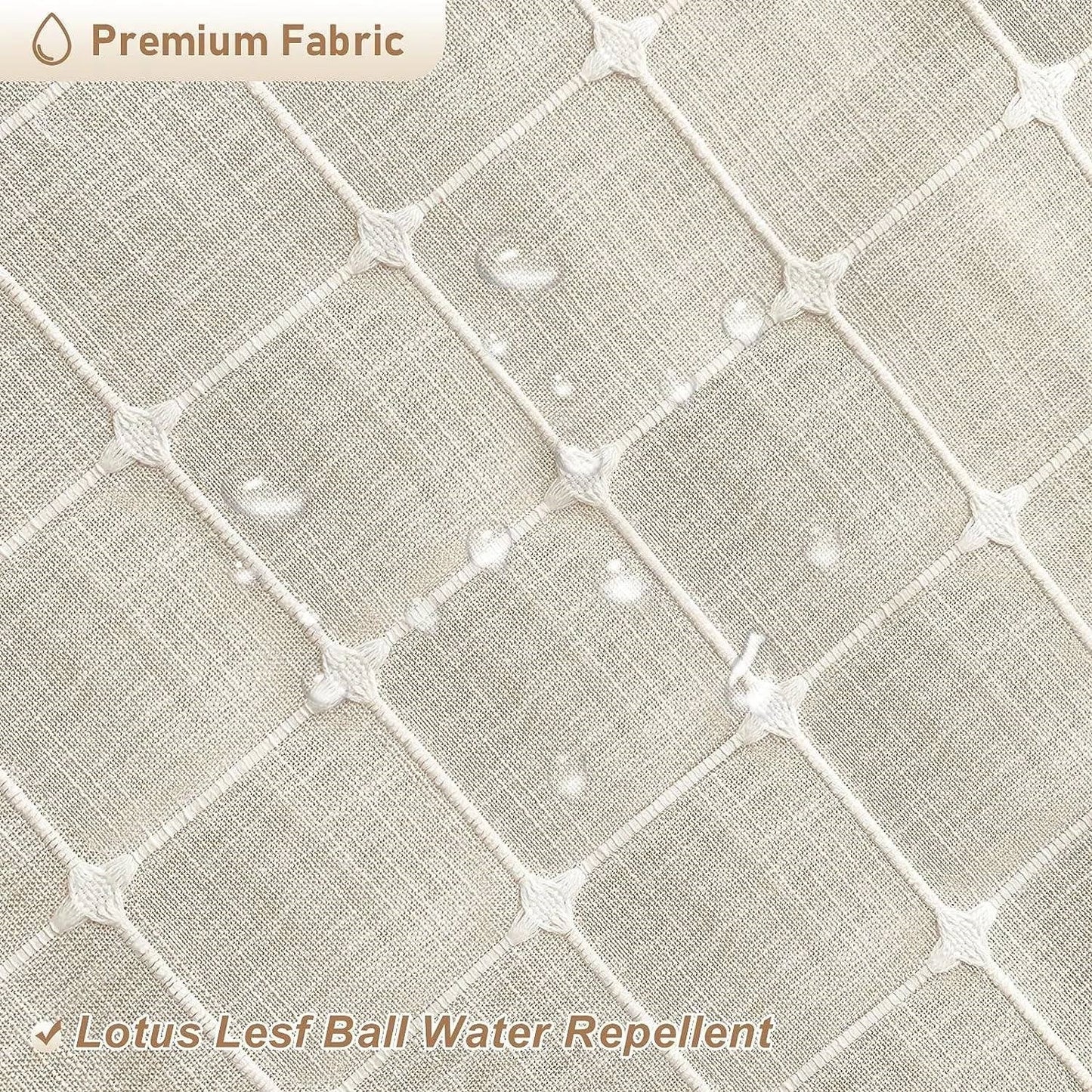 72-inch Farmhouse Beige Cotton Linen Blend Shower Curtain with Boho Tassels