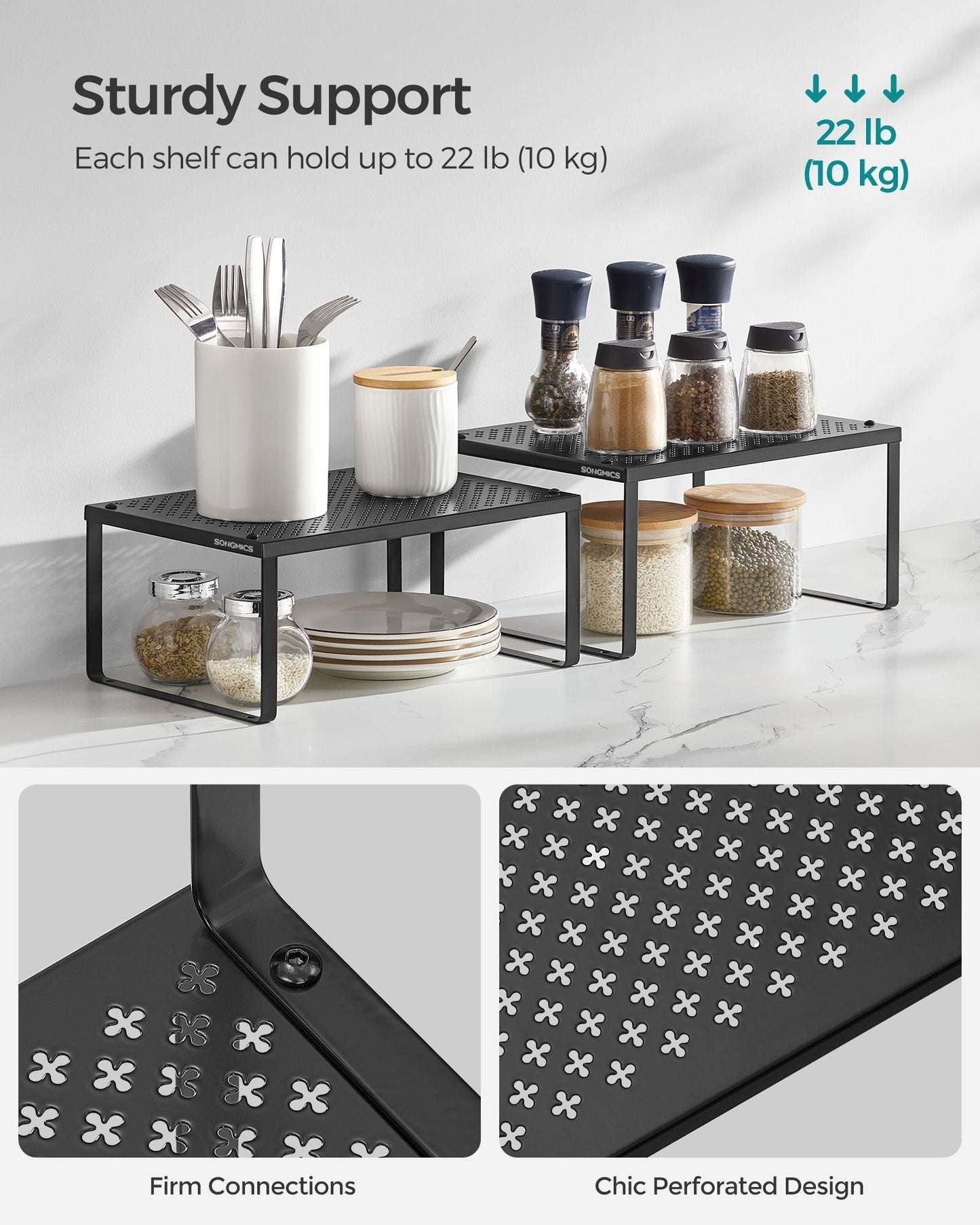Set of 2 Stackable and Expandable Spice Racks