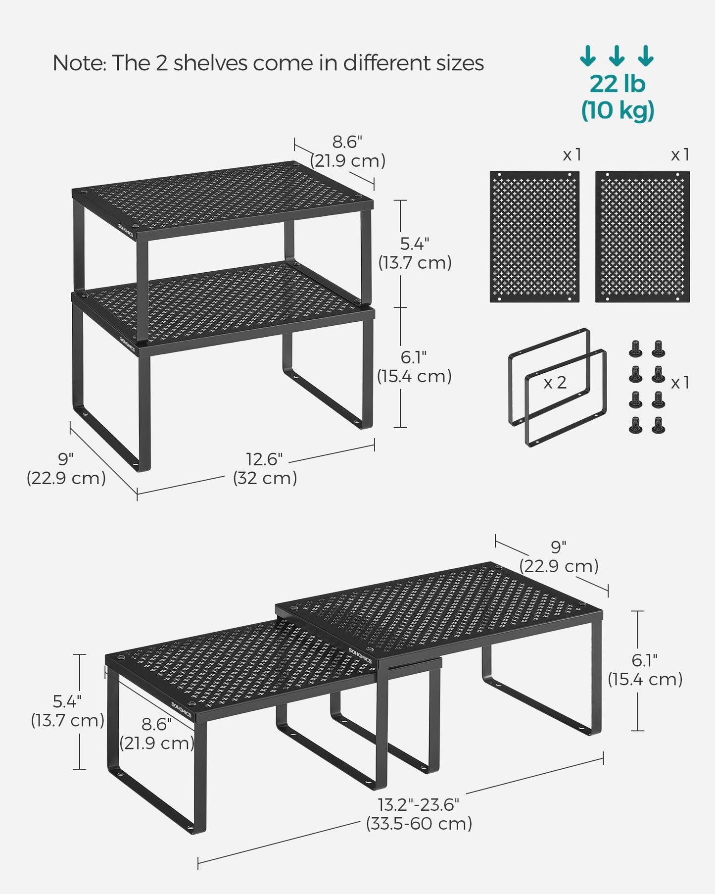 Set of 2 Stackable and Expandable Spice Racks