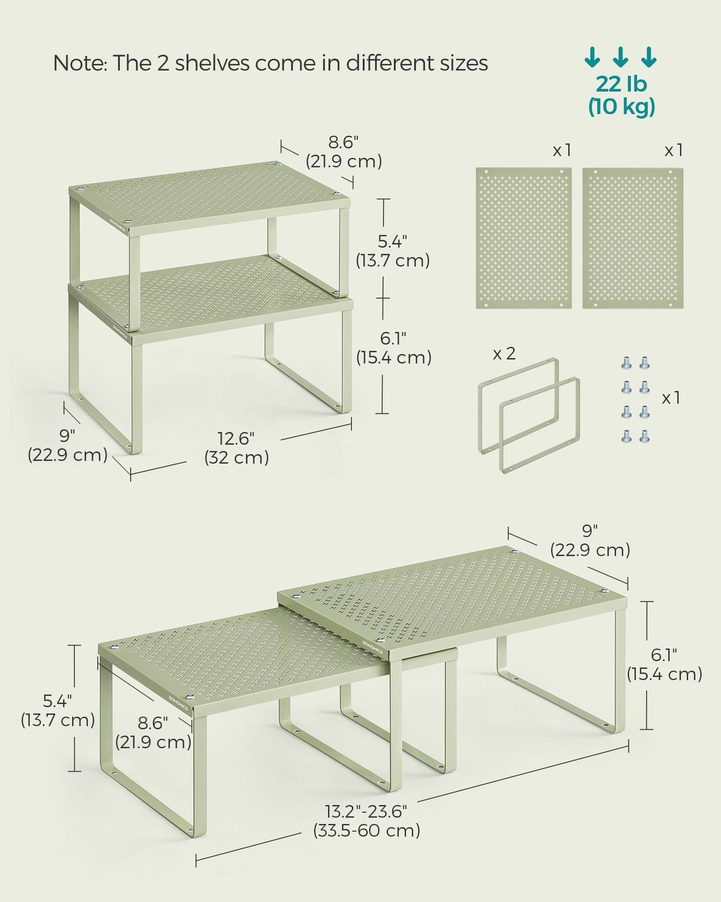 Set of 2 Stackable and Expandable Spice Racks