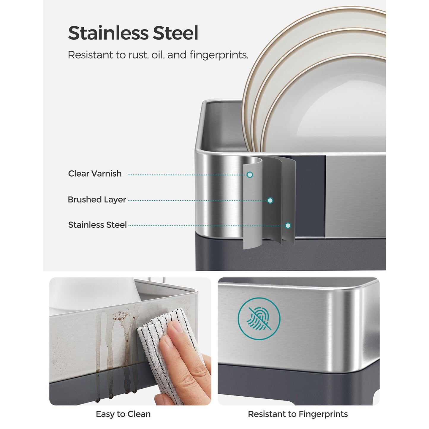 Premium Stainless Steel Dish Rack with Rotatable Spout