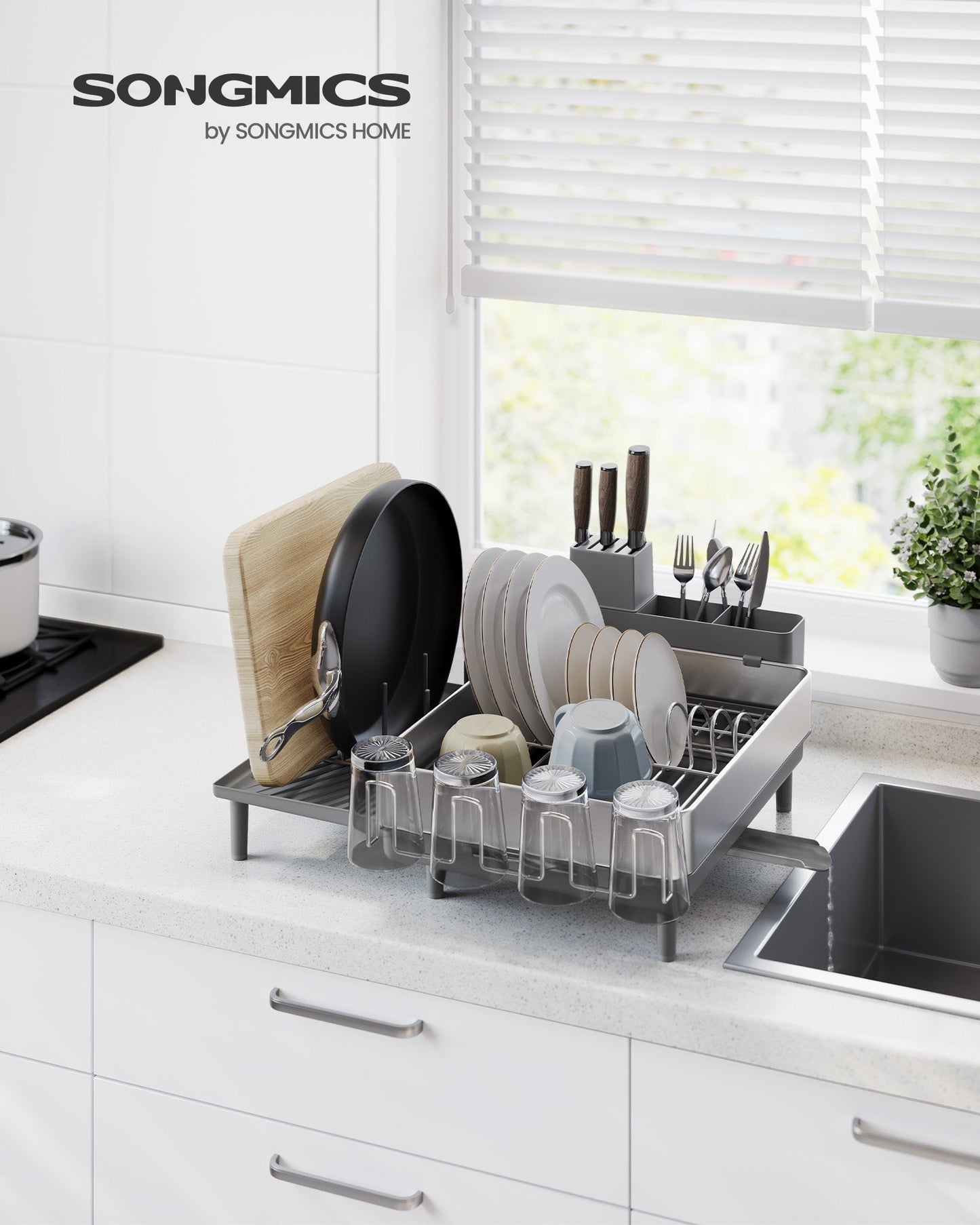 Expandable Dish Drying Rack for Kitchen Counter