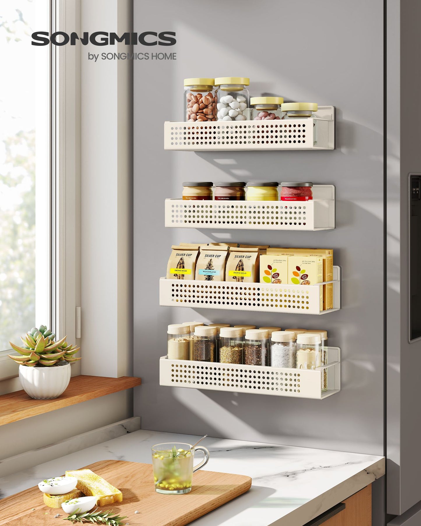 Magnetic Spice Rack for Refrigerator, Set of 4