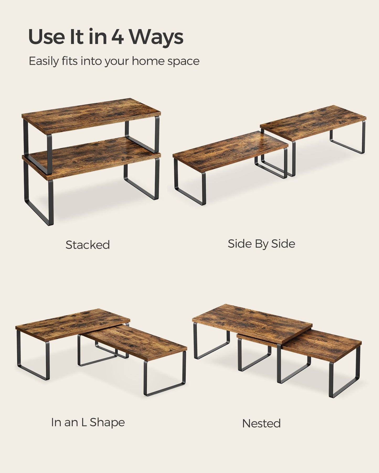 Set of 2 Kitchen Counter Shelves
