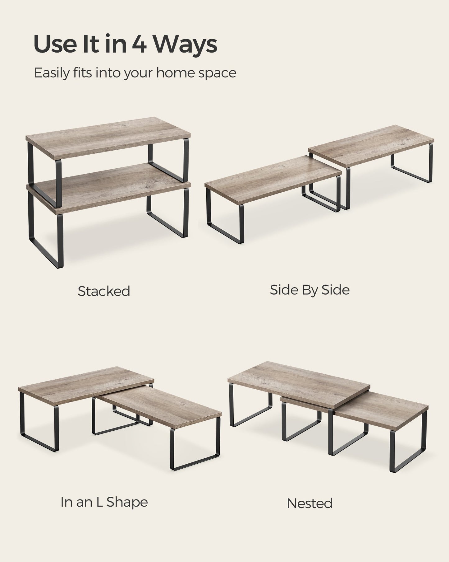 Set of 2 Kitchen Counter Shelves
