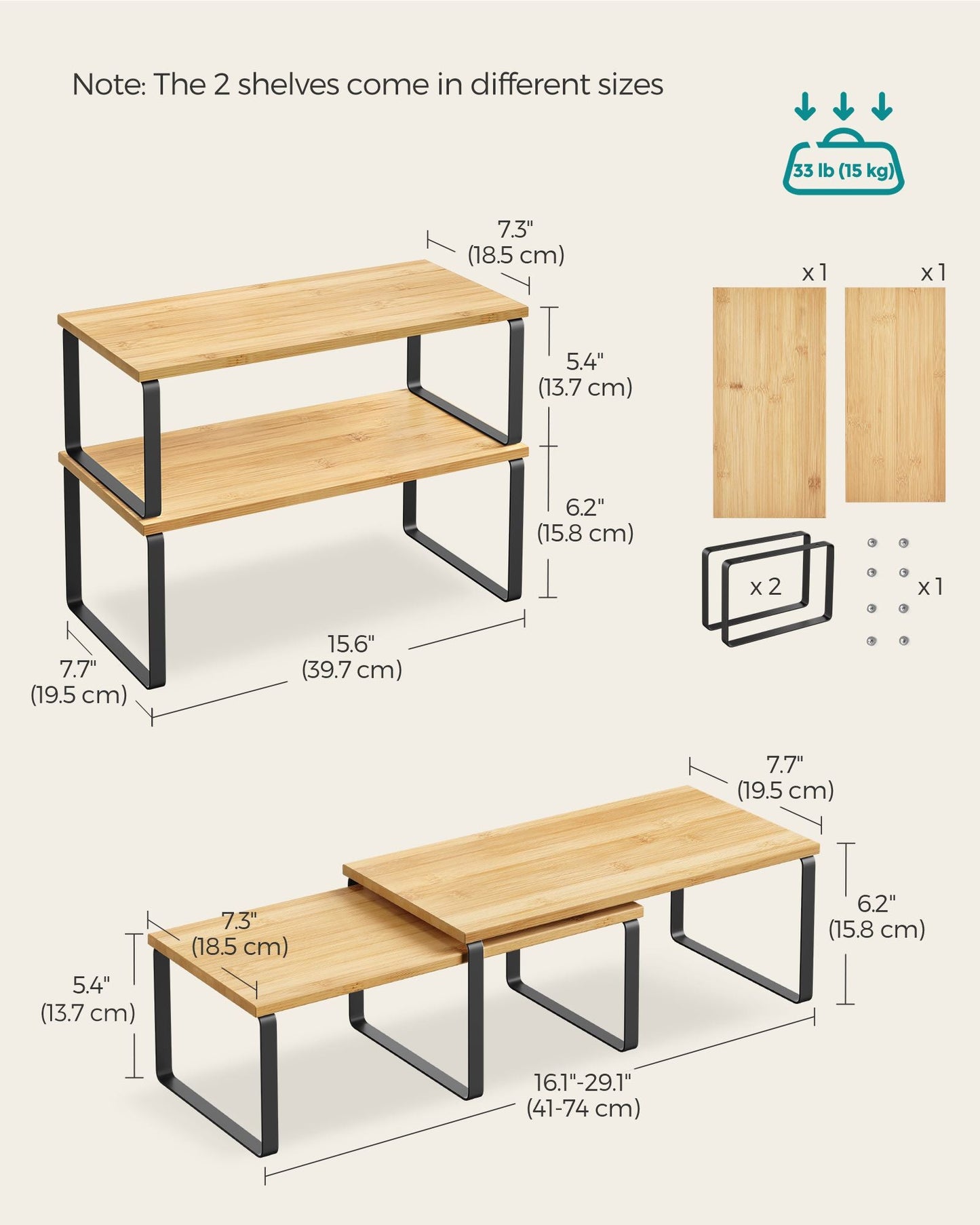 Set of 4 Kitchen Counter Shelves