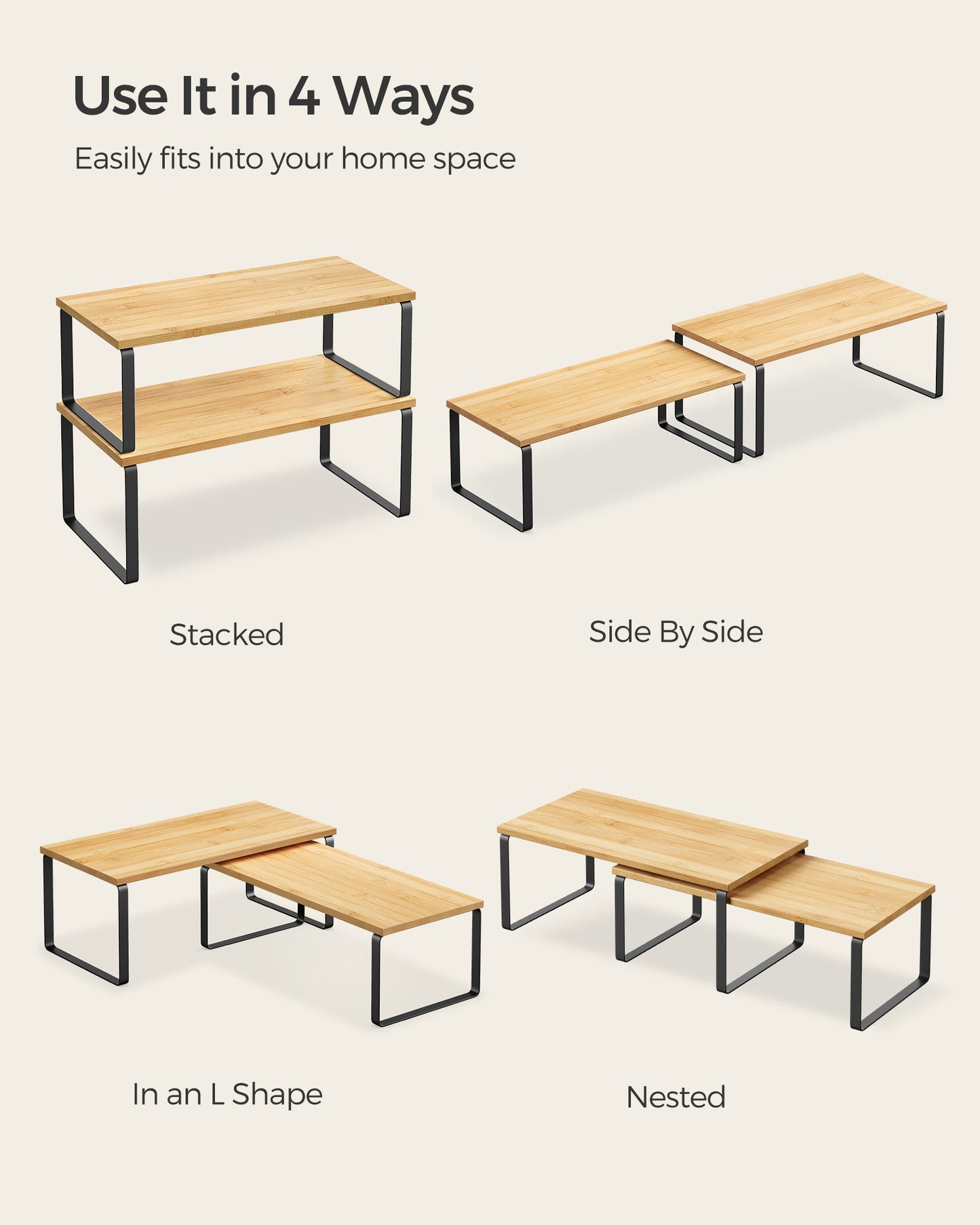 Set of 4 Kitchen Counter Shelves