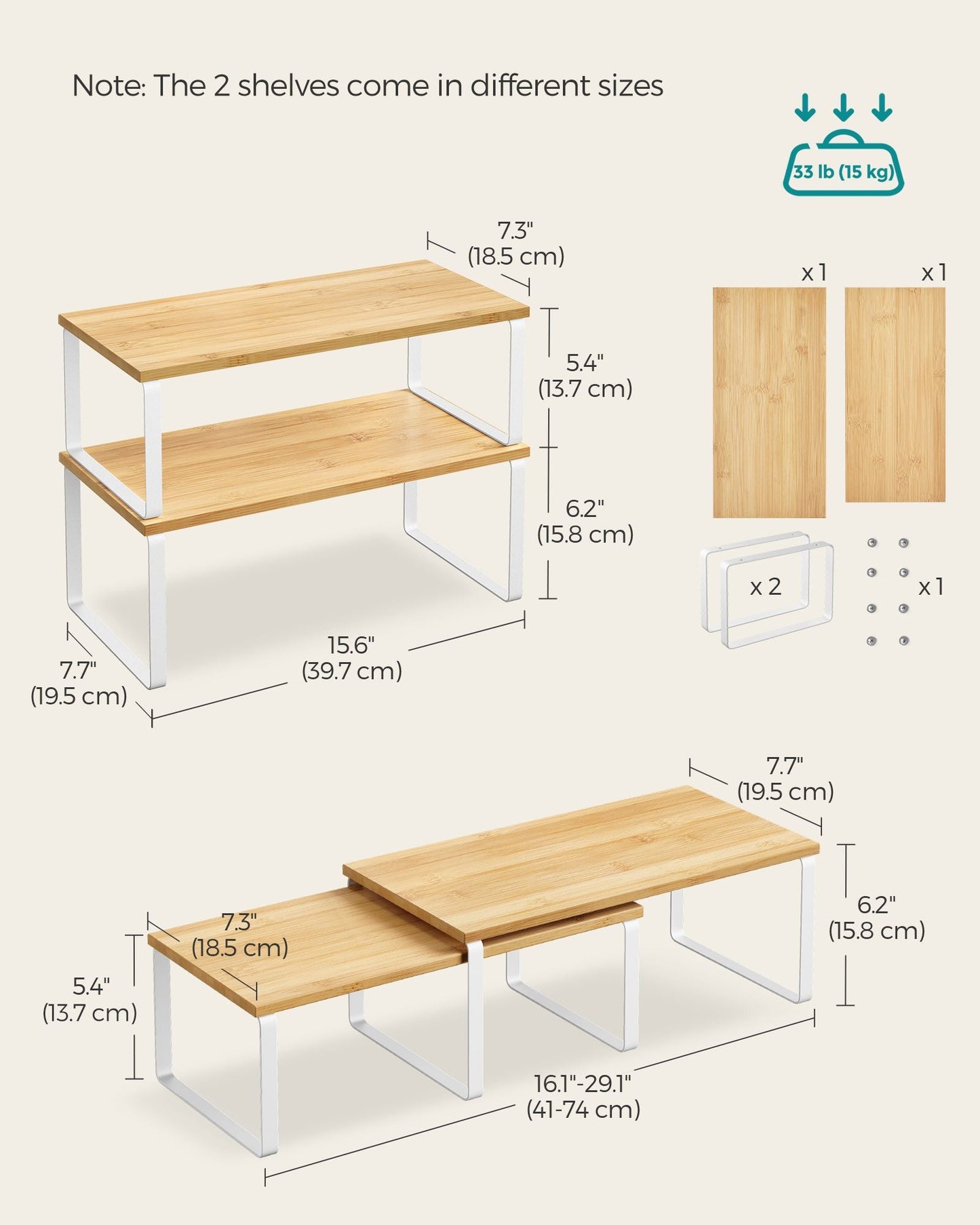 Set of 4 Kitchen Counter Shelves