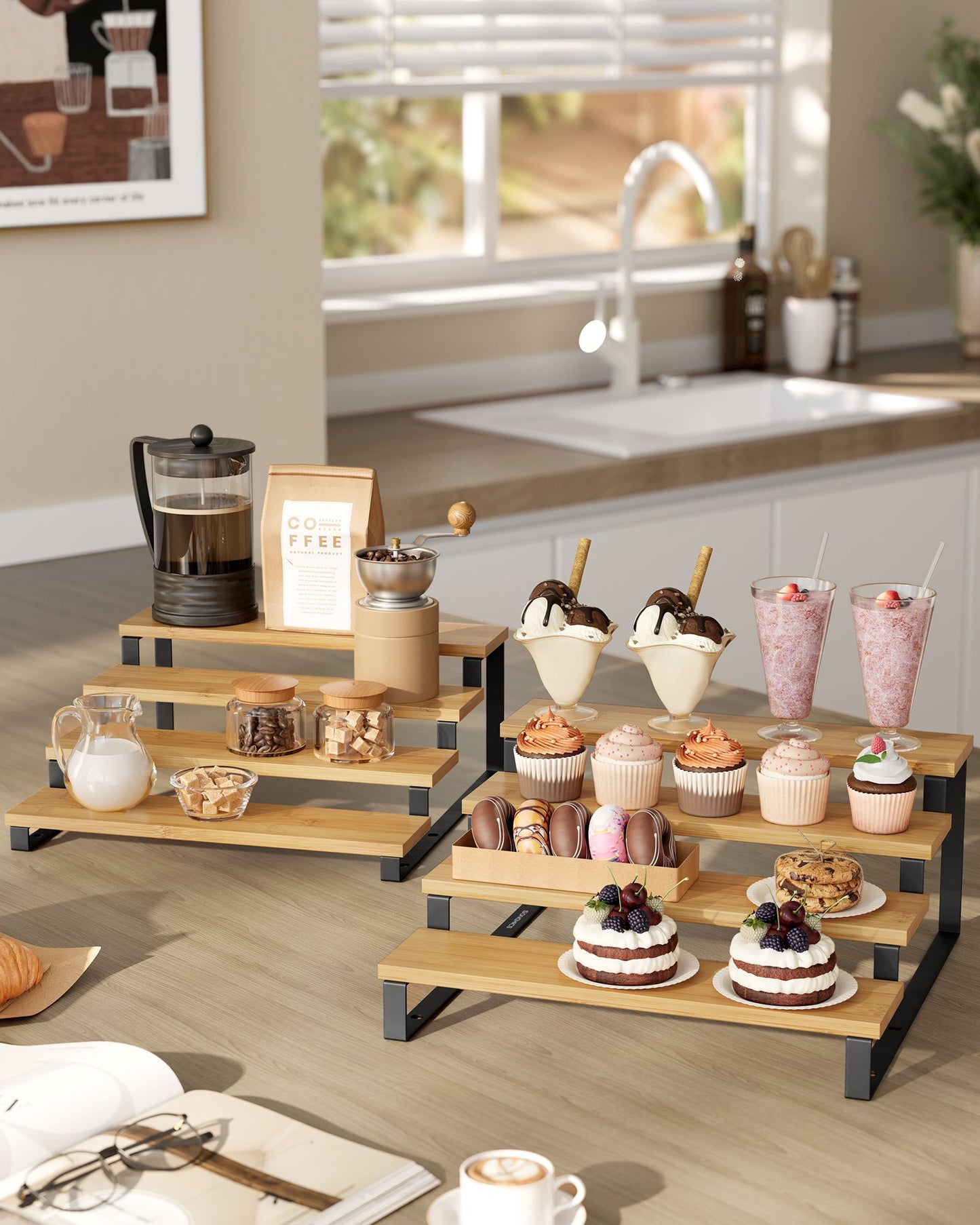 Set of 2 Engineered Wood Perfume Organizer Stand