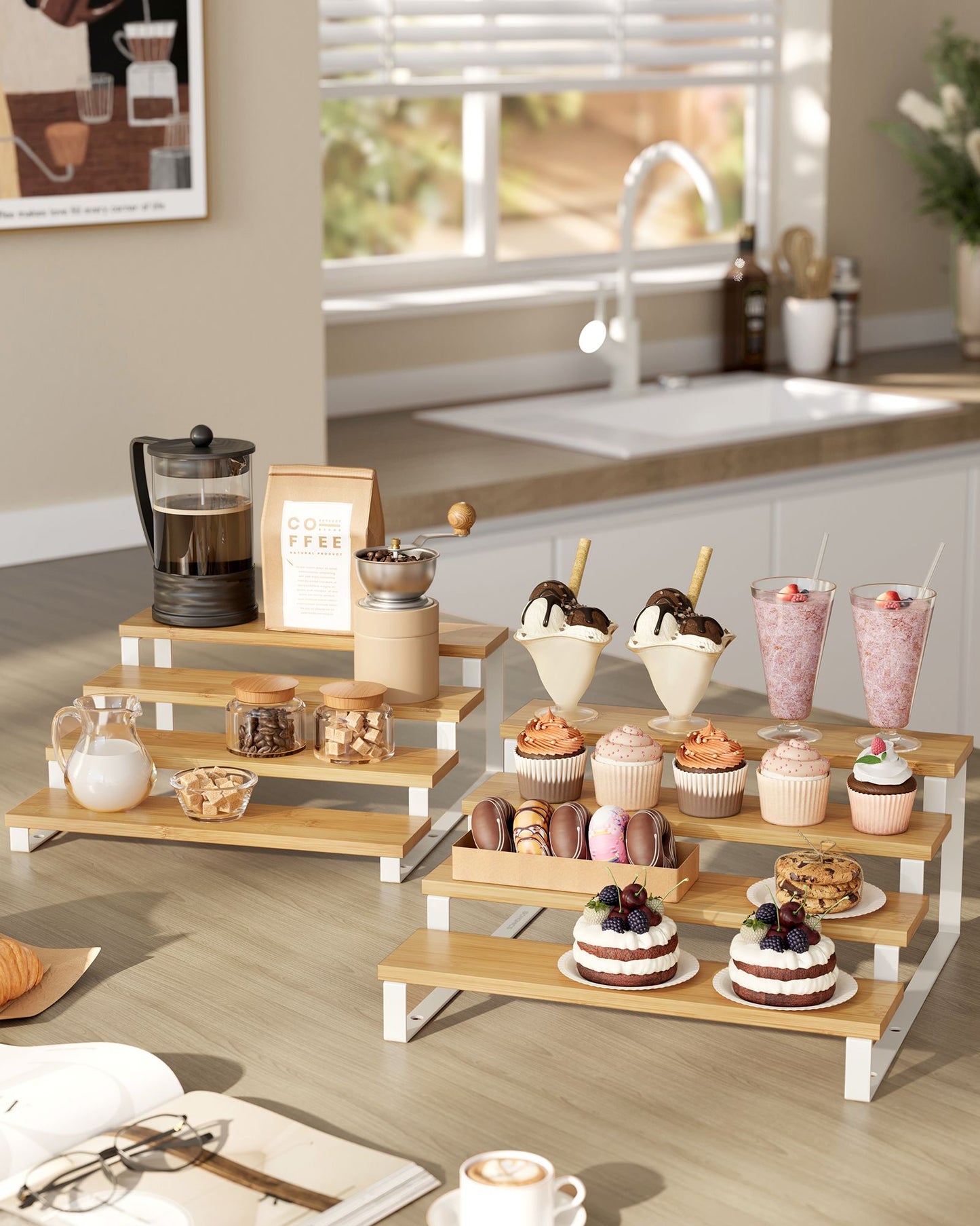 Set of 2 Engineered Wood Perfume Organizer Stand