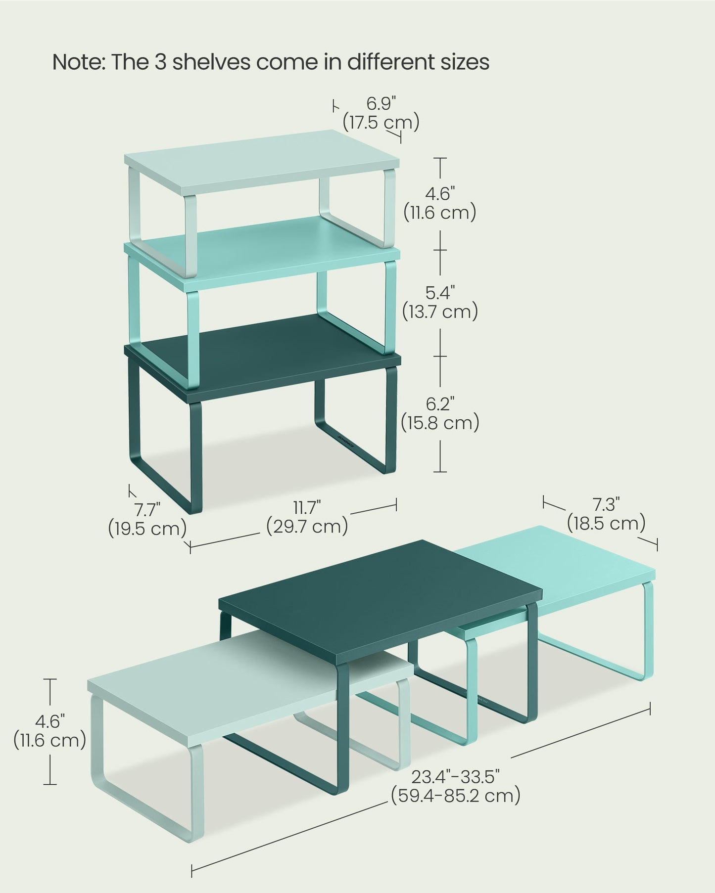 Set of 3 Kitchen Counter Shelves