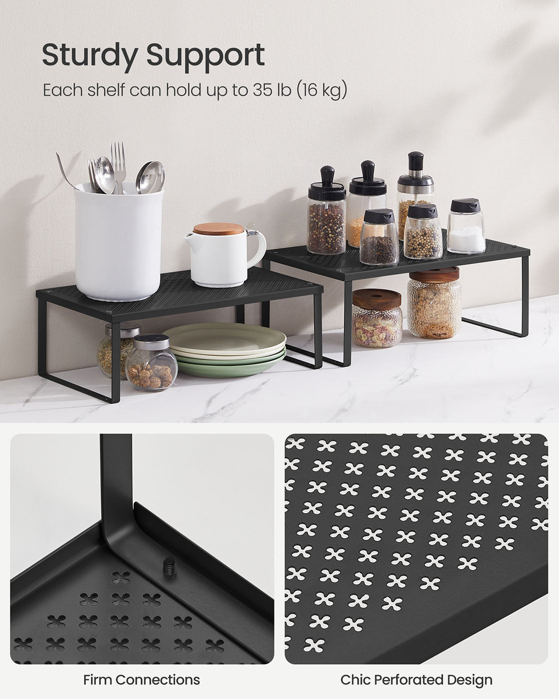 Set of 2 Metal Kitchen Spice Racks