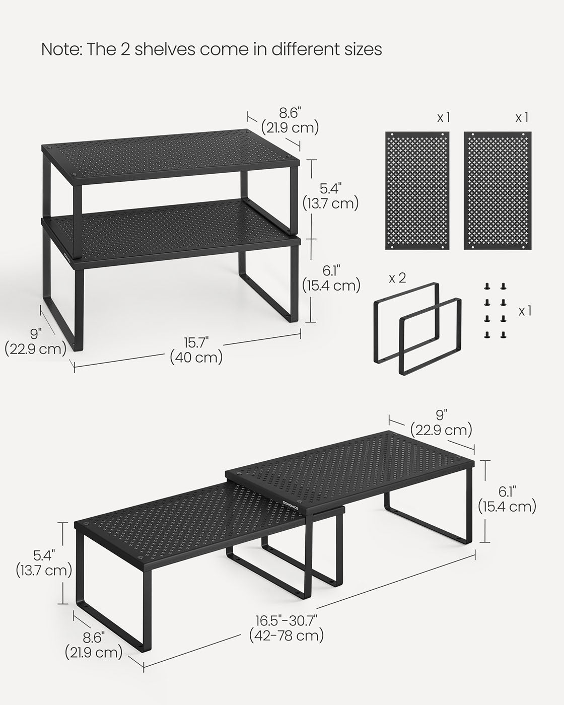 Set of 2 Metal Kitchen Spice Racks