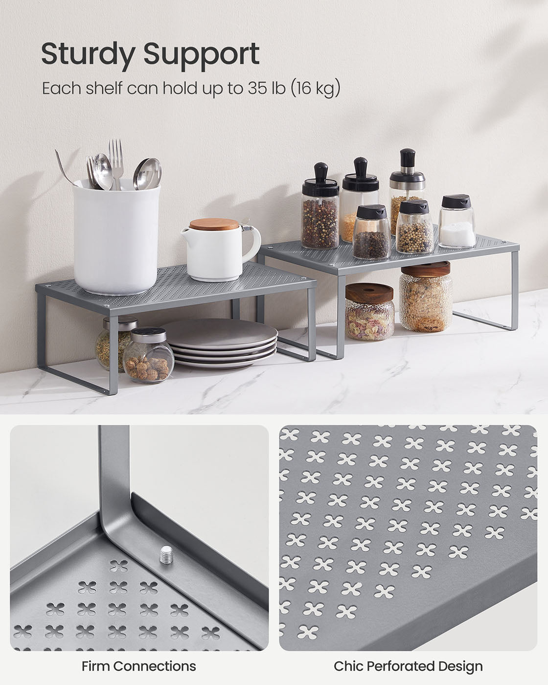 Set of 2 Metal Kitchen Spice Racks