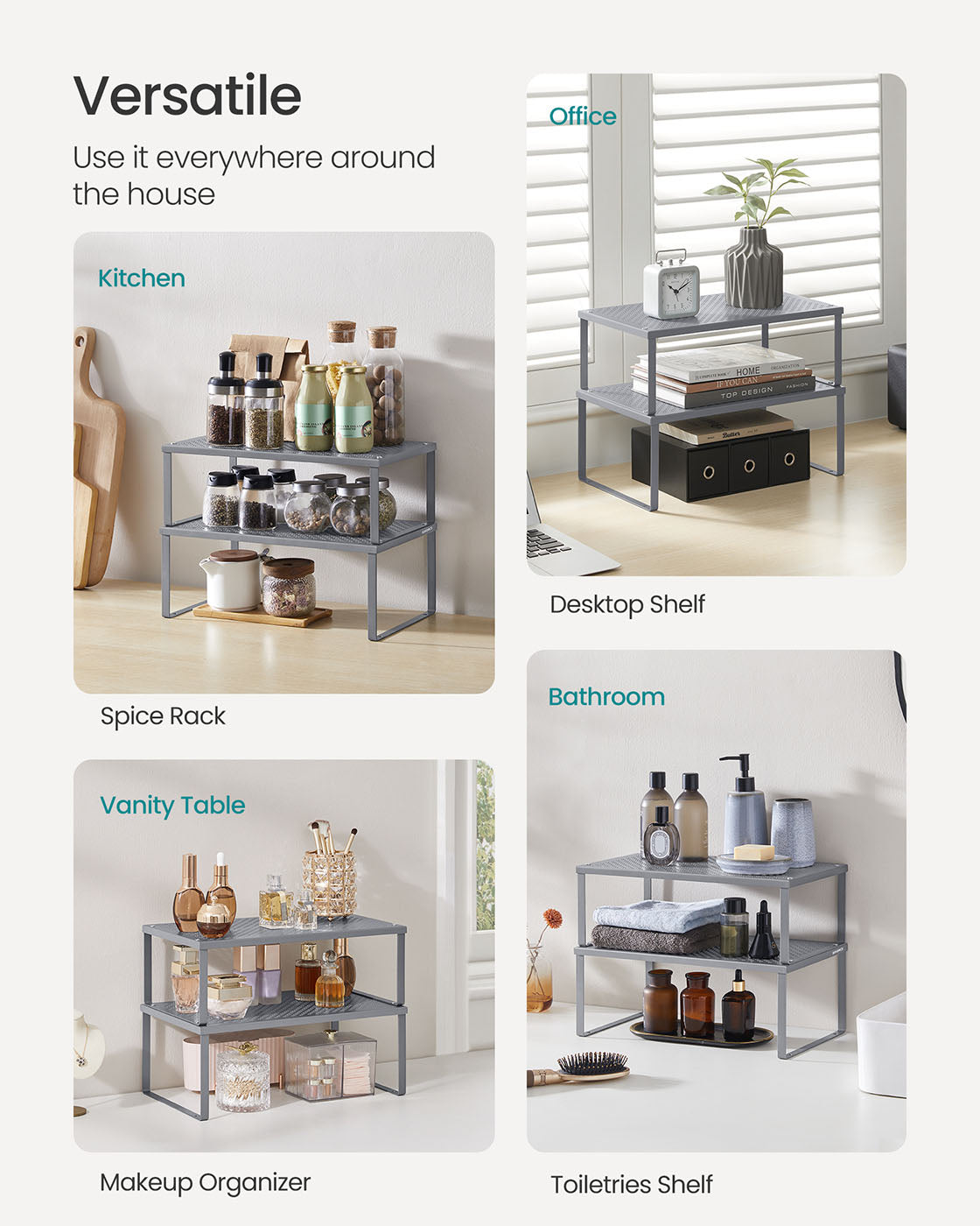 Set of 2 Metal Kitchen Spice Racks