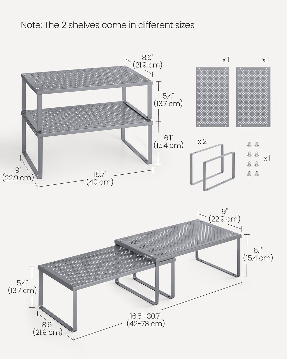 Set of 2 Metal Kitchen Spice Racks
