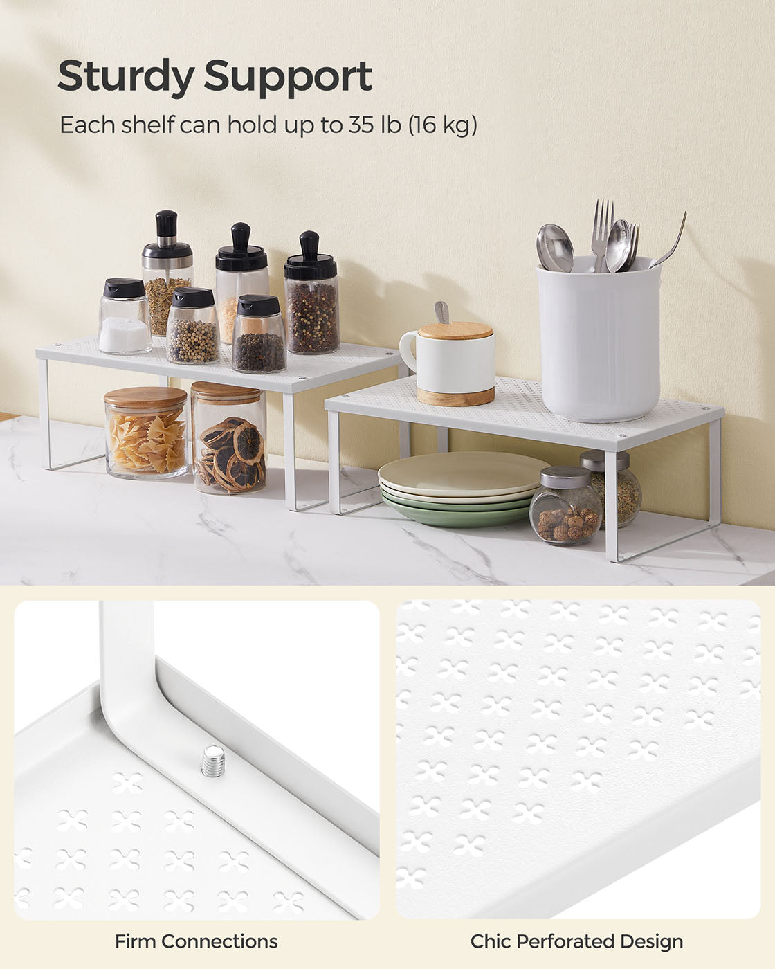 Set of 2 Metal Kitchen Spice Racks