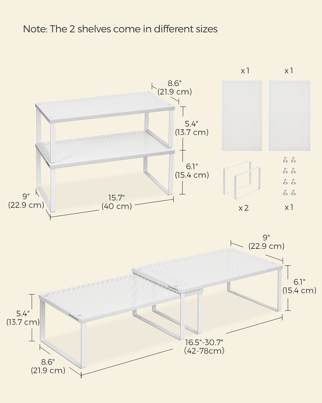 Set of 2 Metal Kitchen Spice Racks