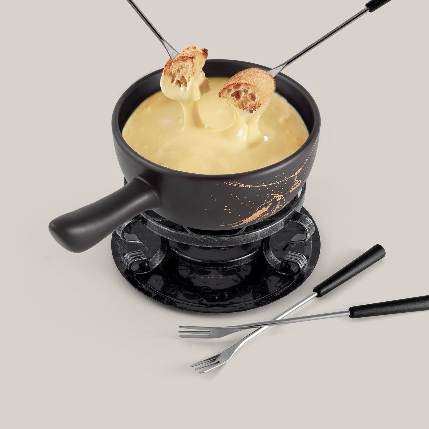 Gruyere Ceramic Cheese Fondue Set