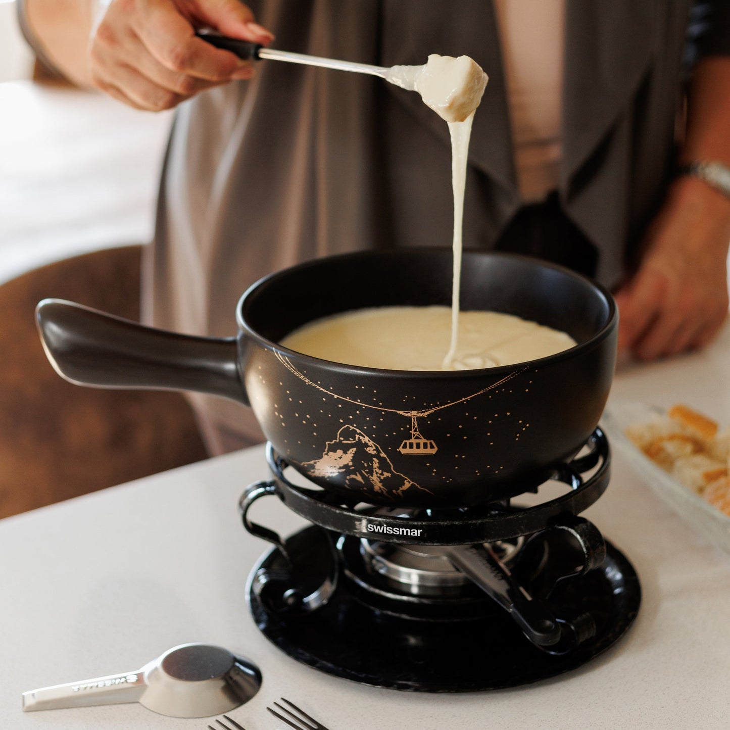 Gruyere Ceramic Cheese Fondue Set
