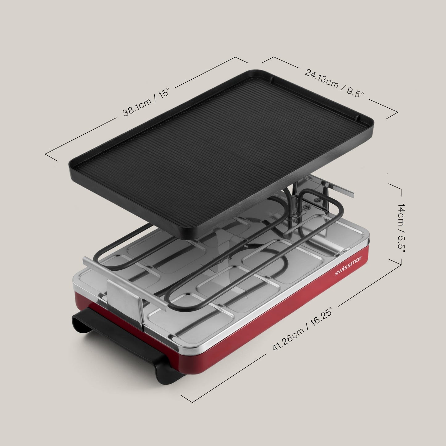 Classic Red Cast Aluminum Raclette Party Grill