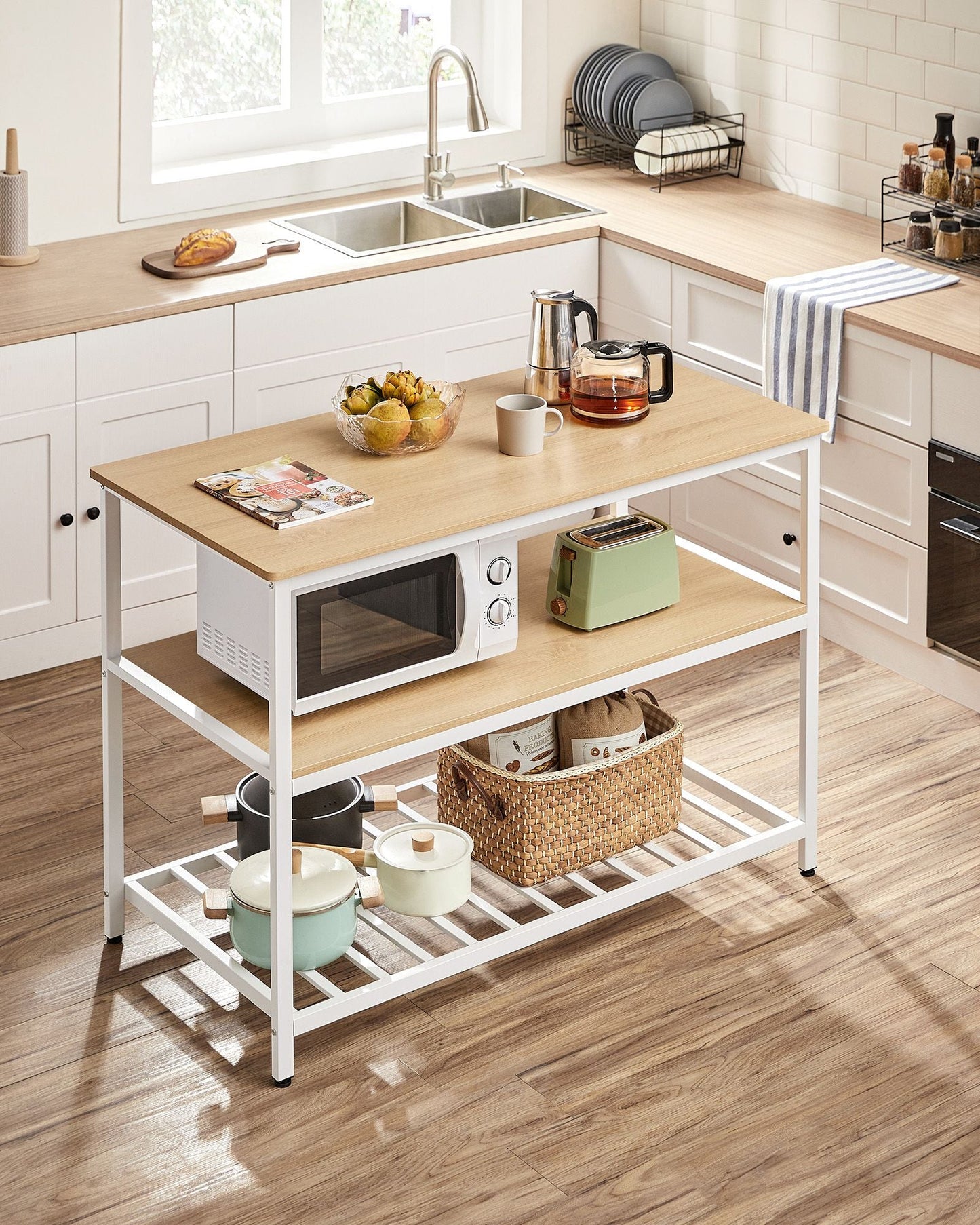 Kitchen Island with 3 Shelves