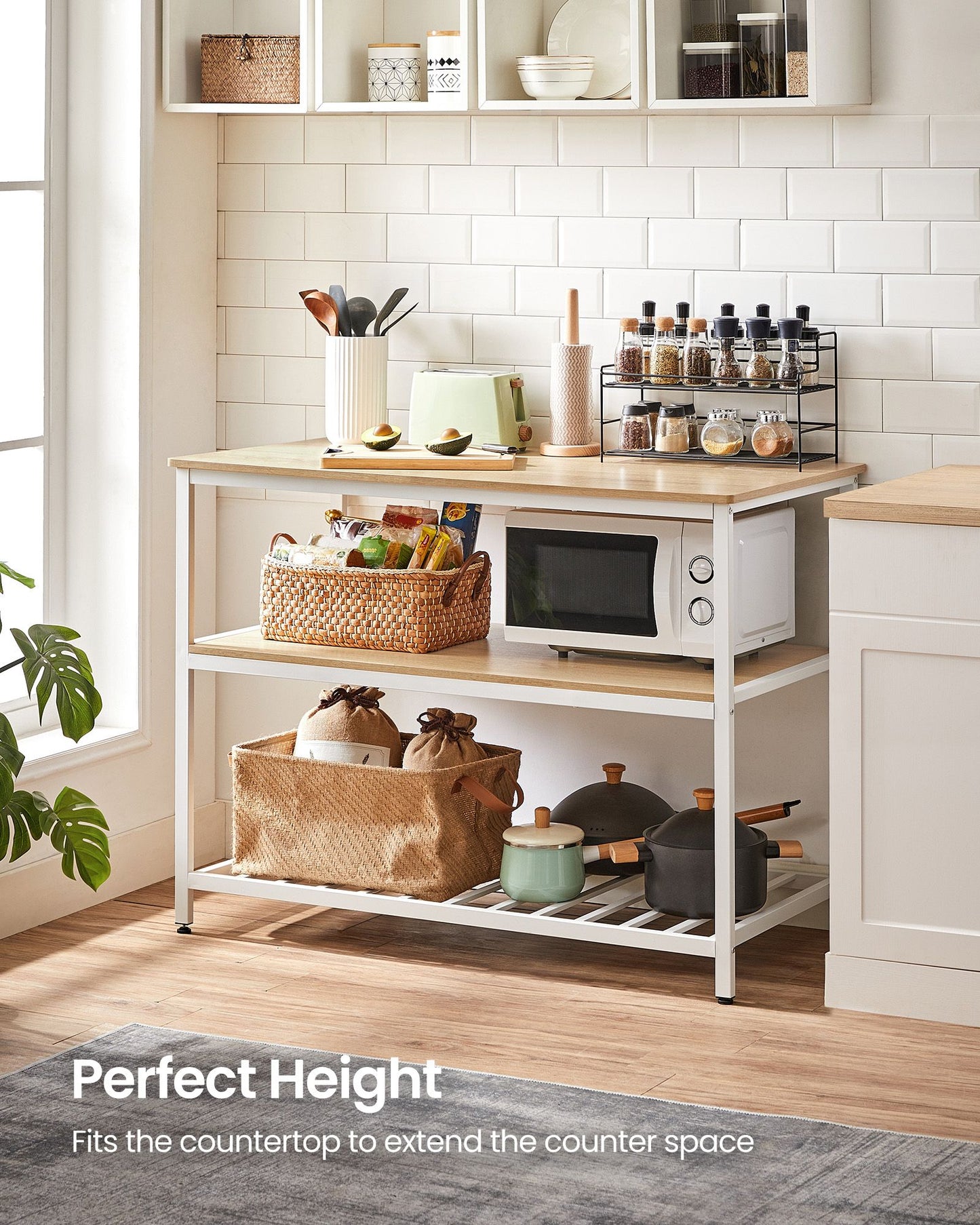 Kitchen Island with 3 Shelves