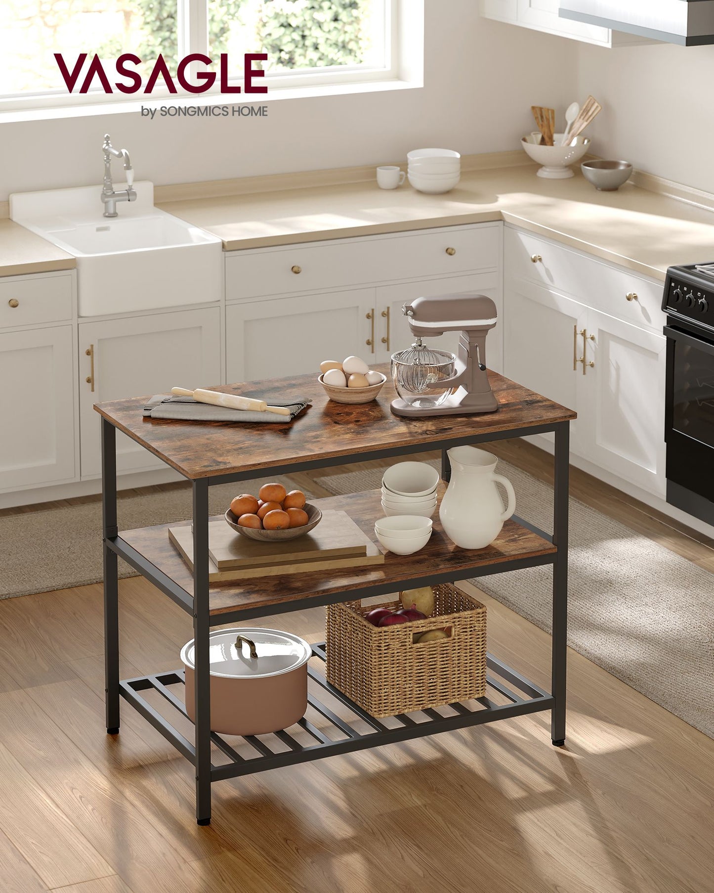 39.4 Inches Kitchen Shelf with Large Worktop