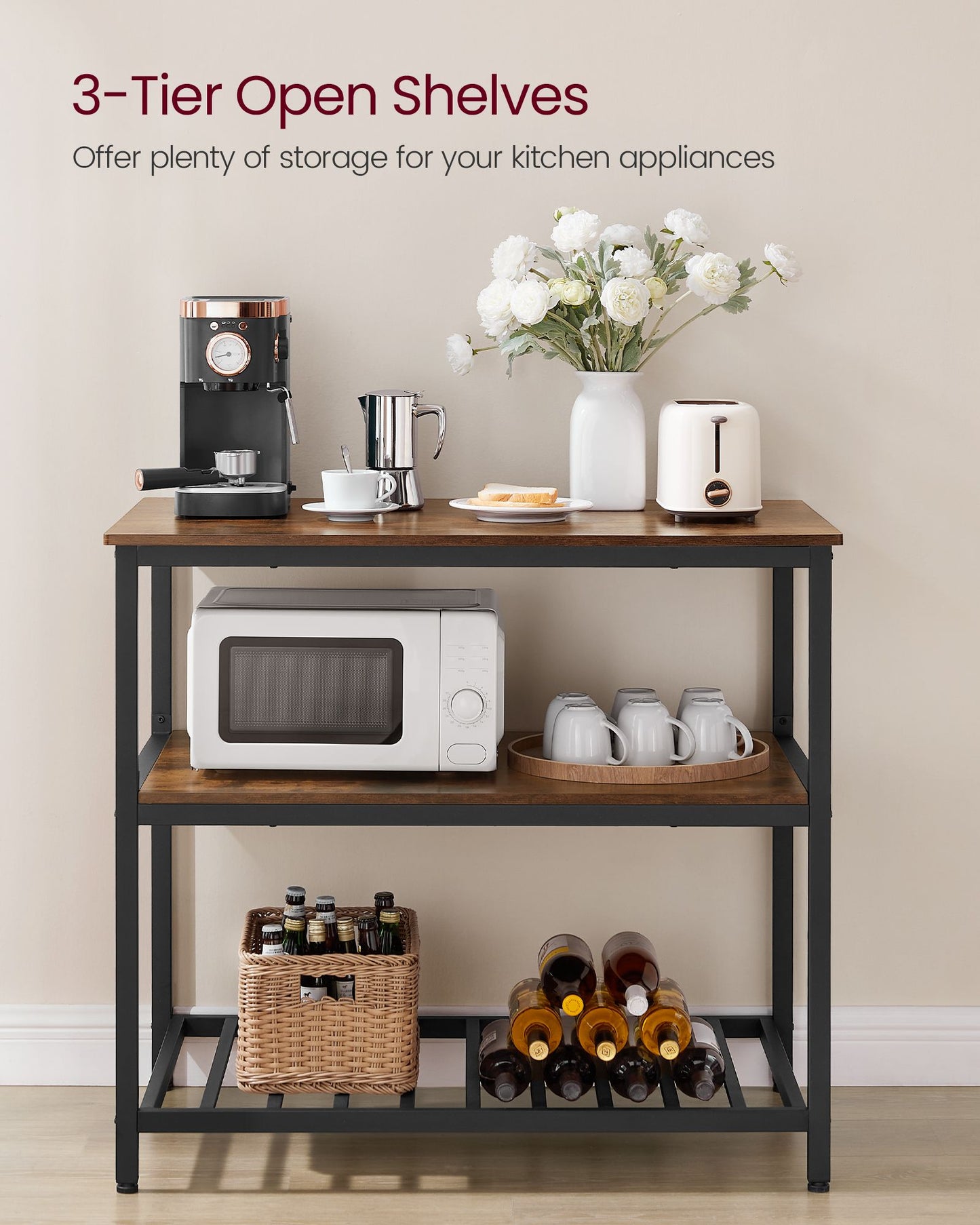 39.4 Inches Kitchen Shelf with Large Worktop