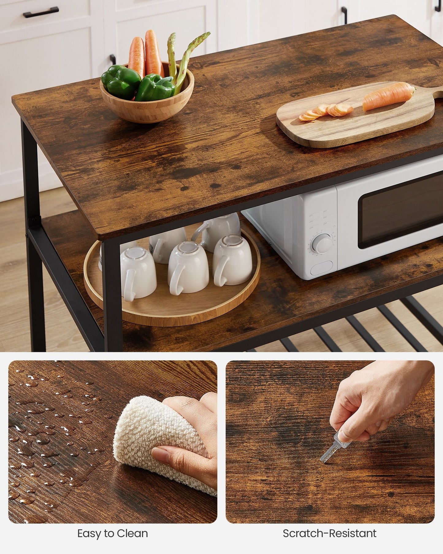 39.4 Inches Kitchen Shelf with Large Worktop
