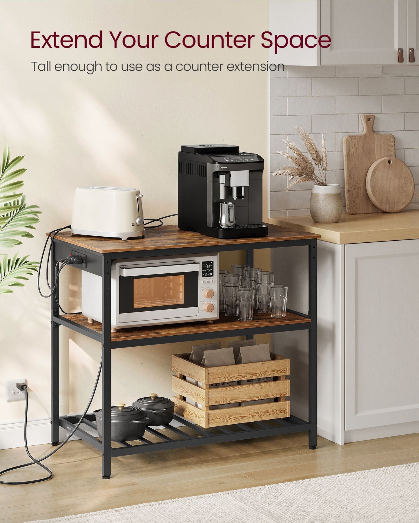 Kitchen Island with 3 Shelves