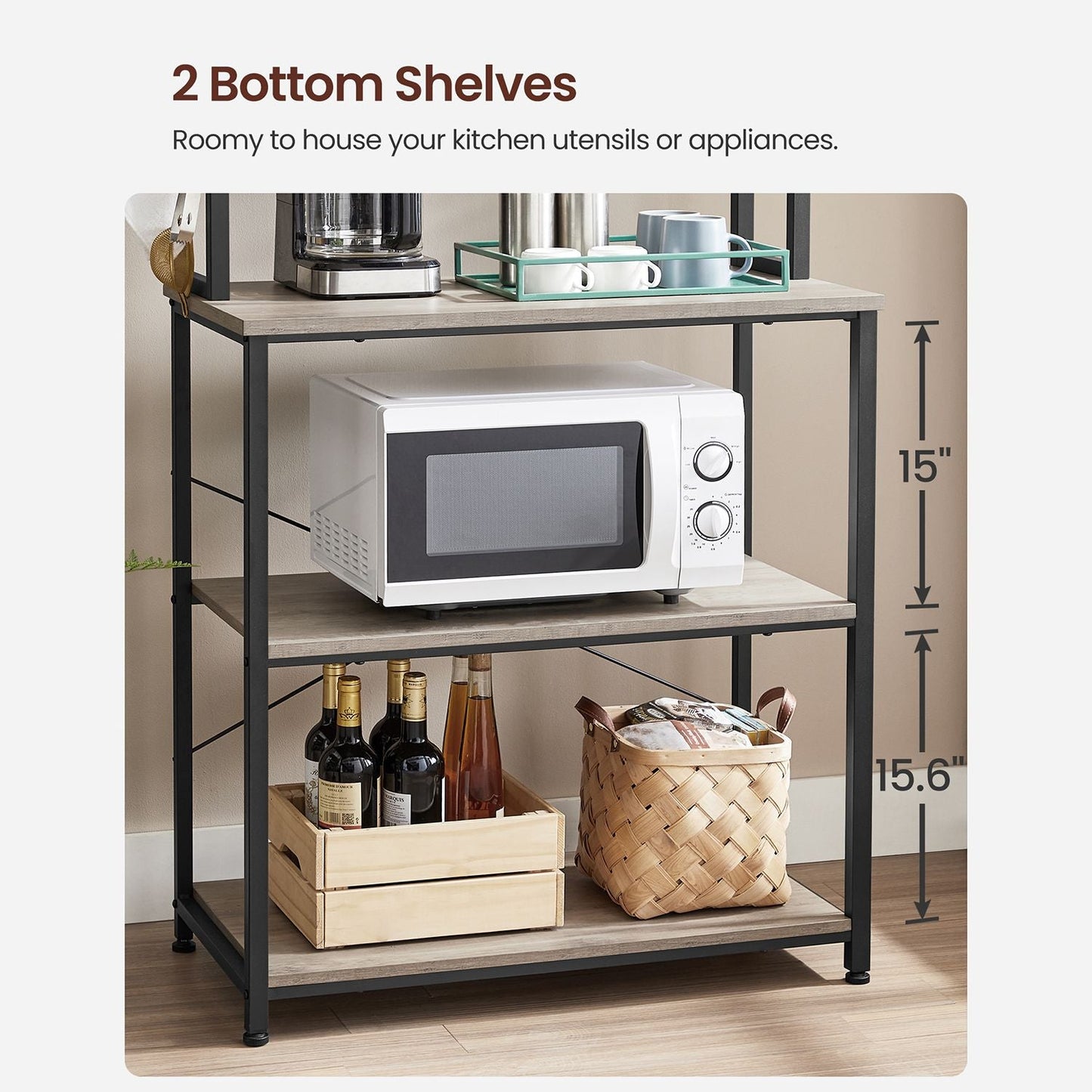 31.5 Inches Baker's Rack for Kitchen with Storage