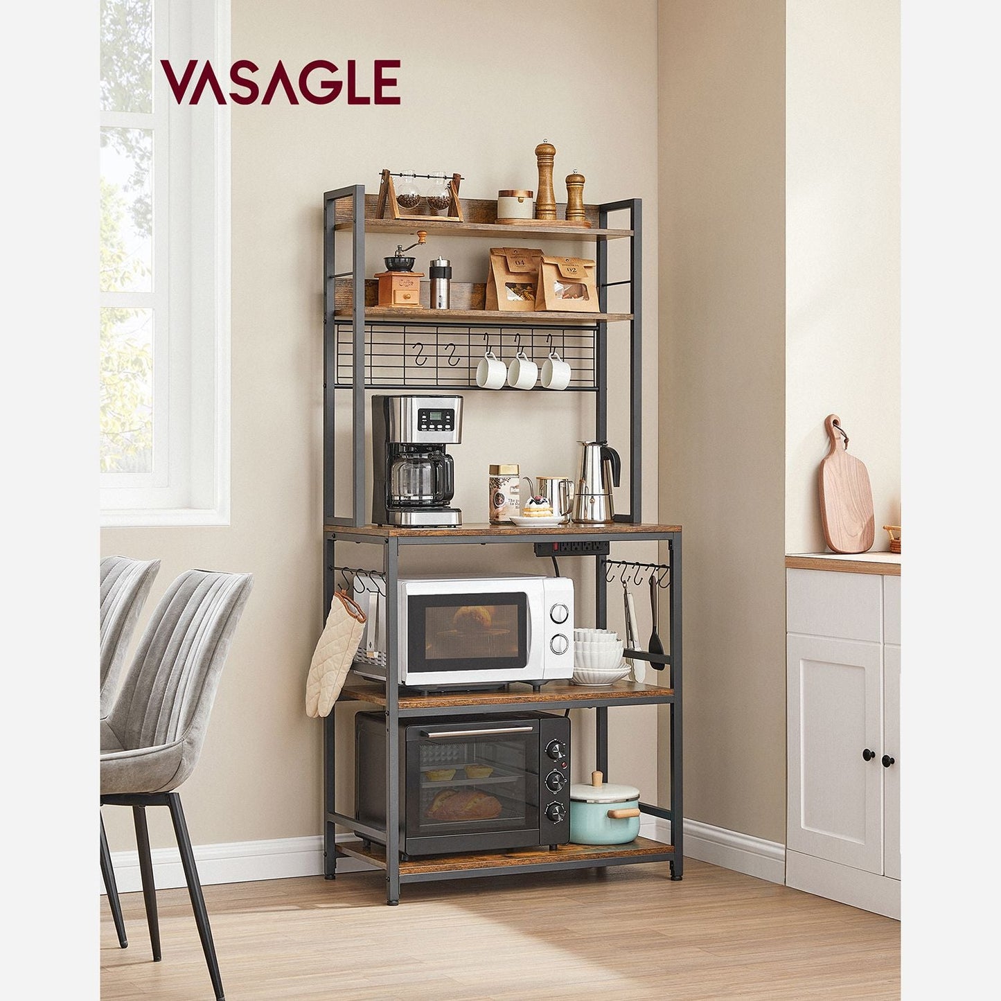Hutch Bakers Rack with Power Outlet