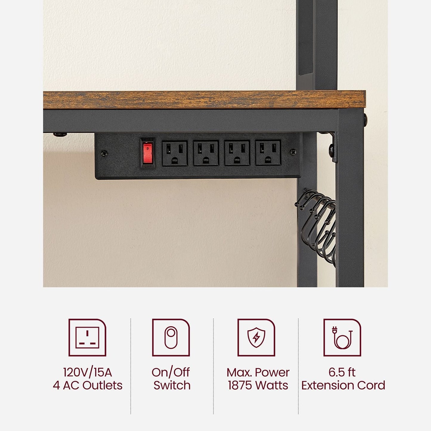 Hutch Bakers Rack with Power Outlet