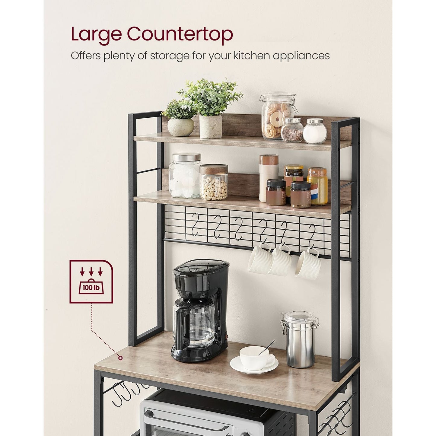 Hutch Bakers Rack with Power Outlet