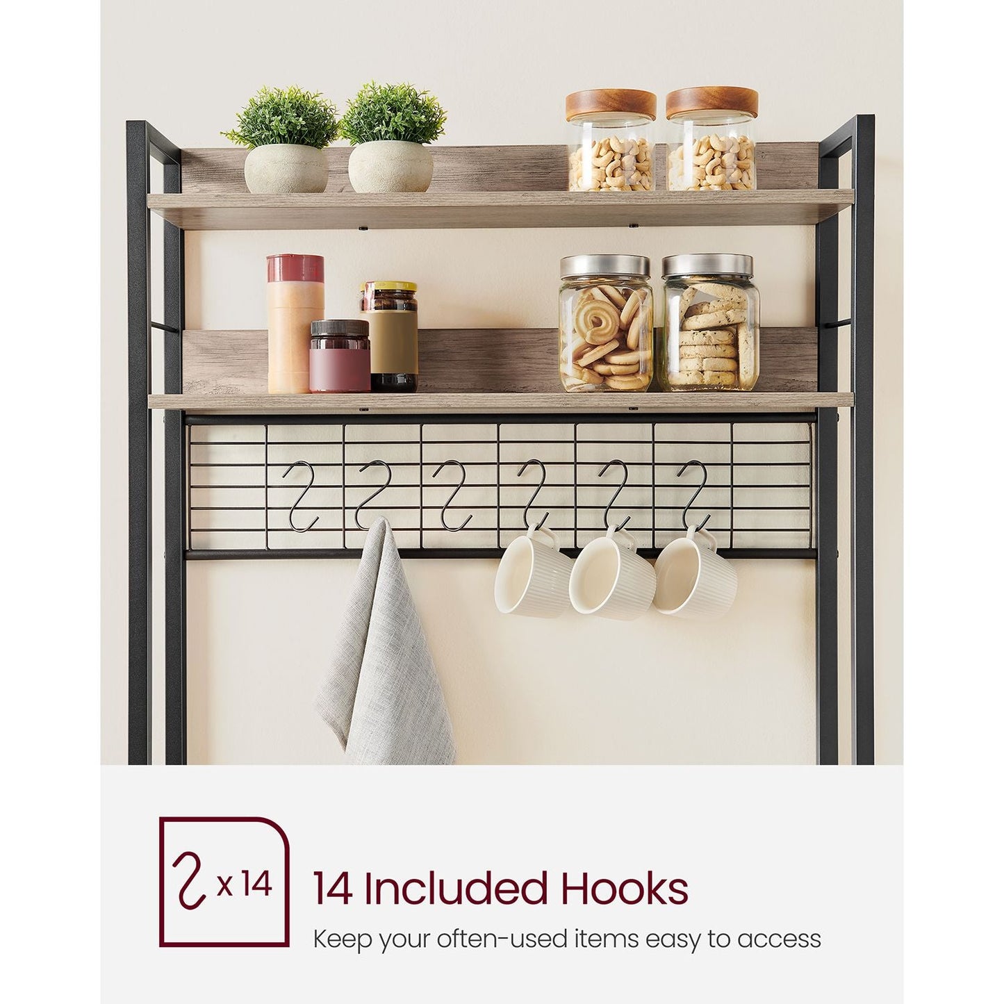 Hutch Bakers Rack with Power Outlet