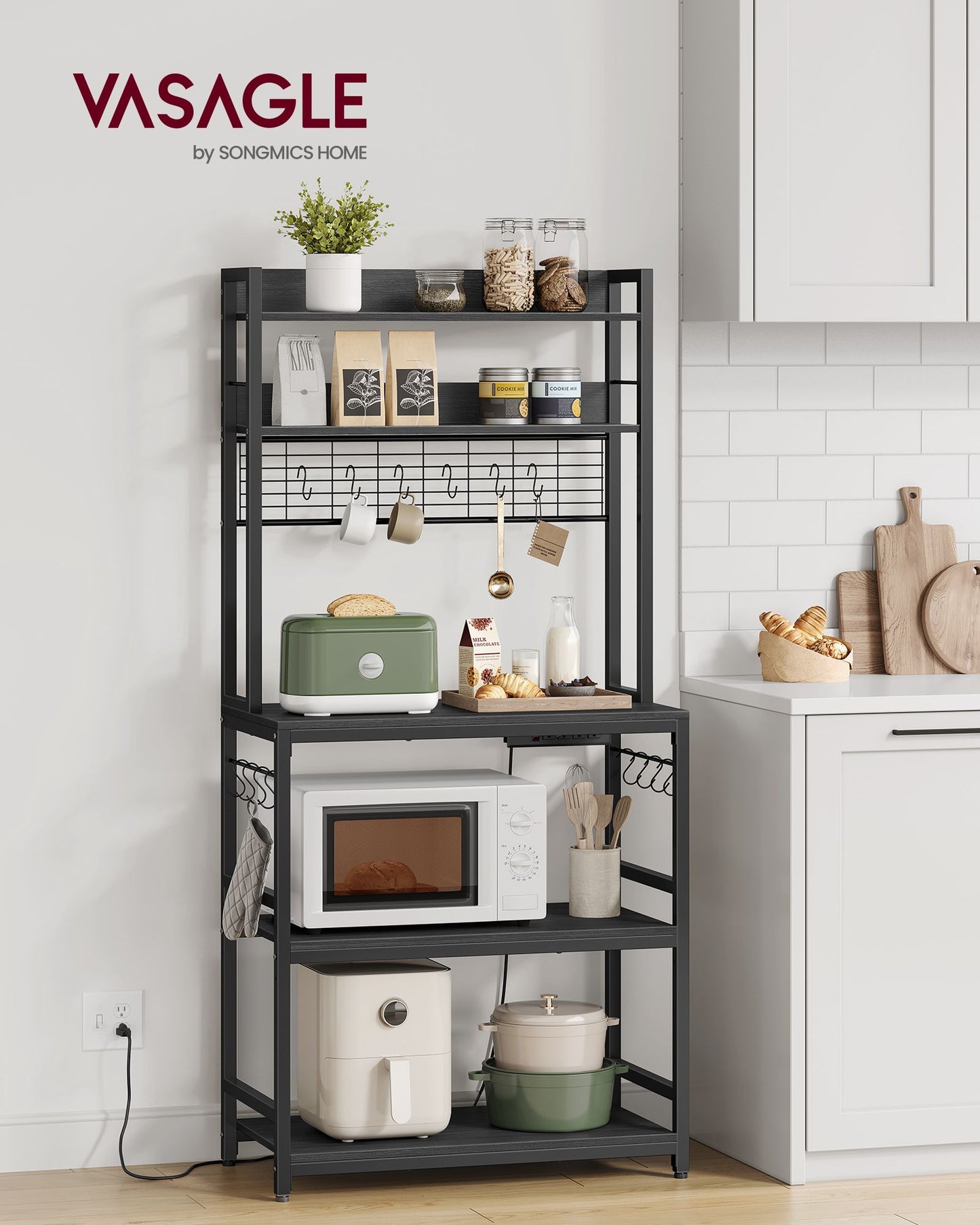 Hutch Bakers Rack with Power Outlet