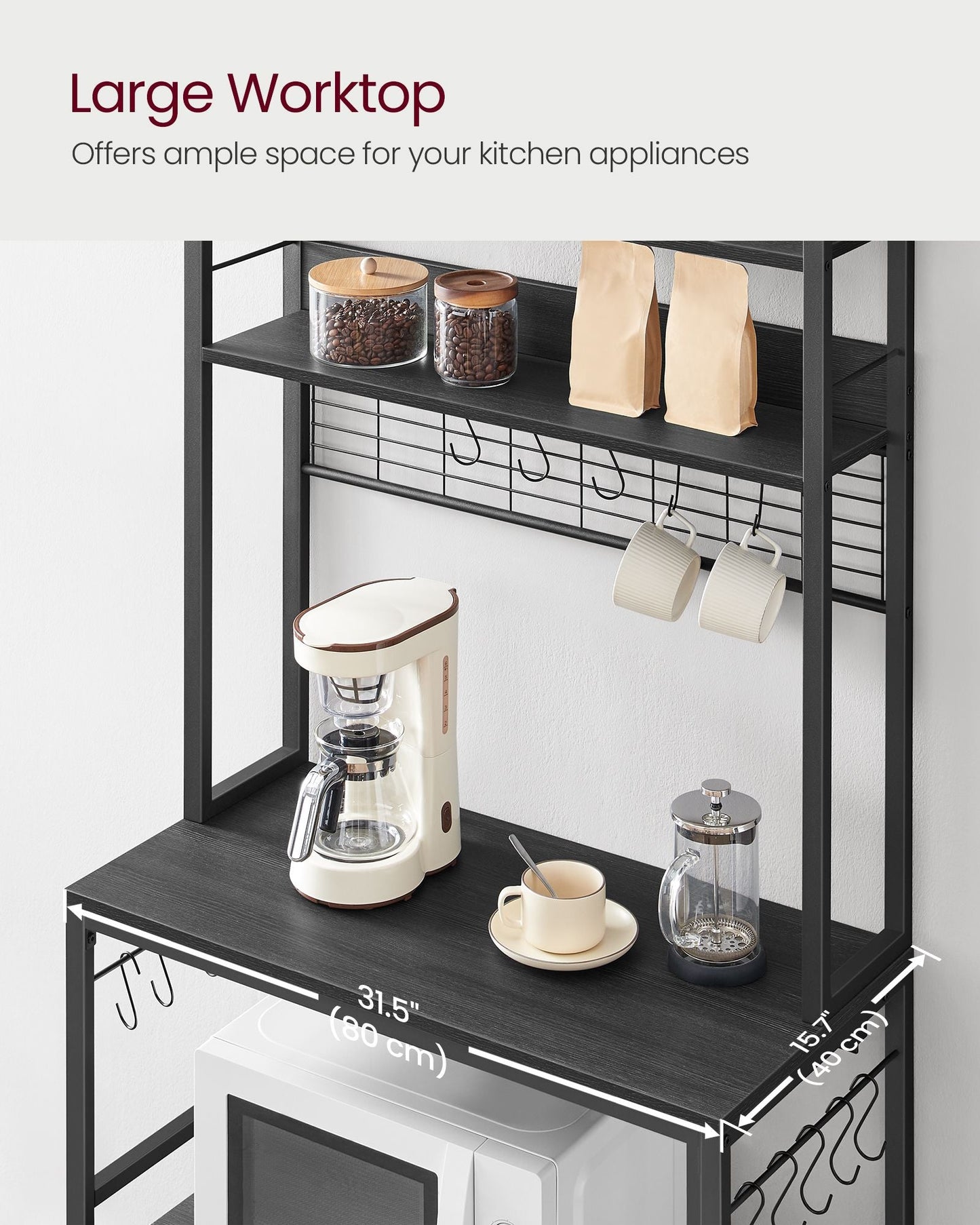 Hutch Bakers Rack with Power Outlet
