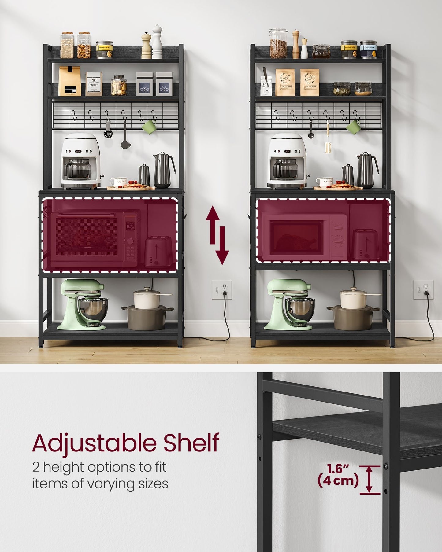 Hutch Bakers Rack with Power Outlet
